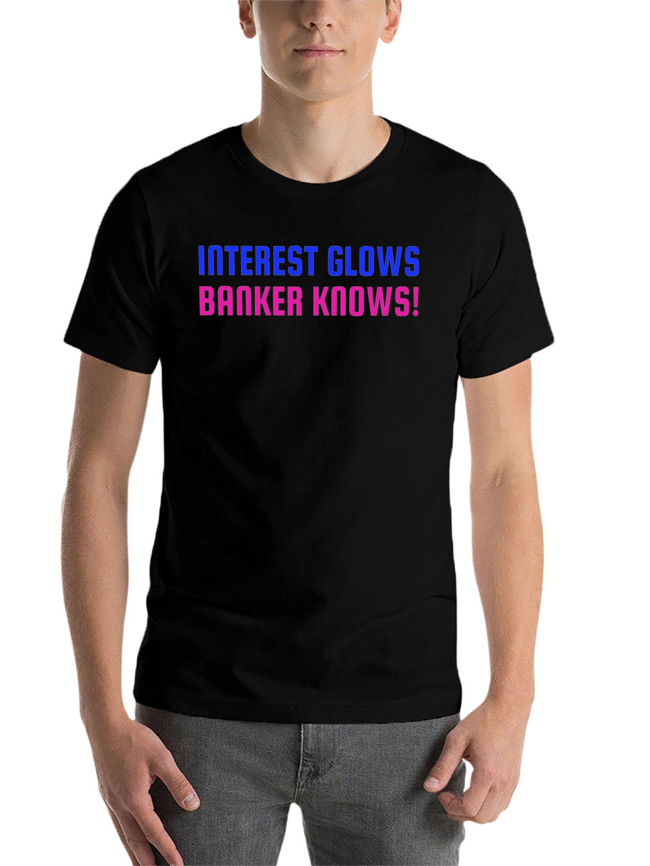 Black Interest Glows Banker Knows! T-Shirt view 7