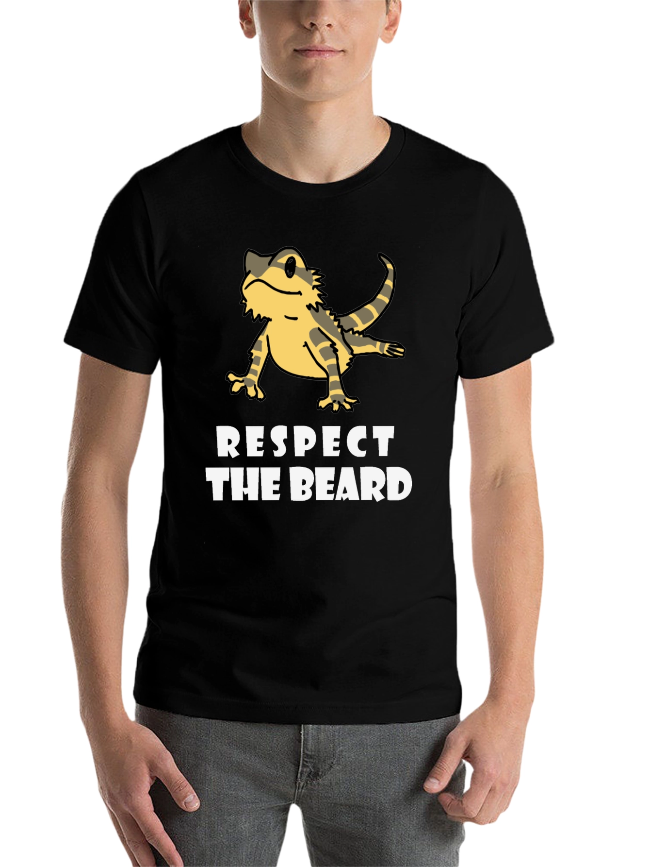 Black Respect The Beard Bearded Dragon T-Shirt view 7