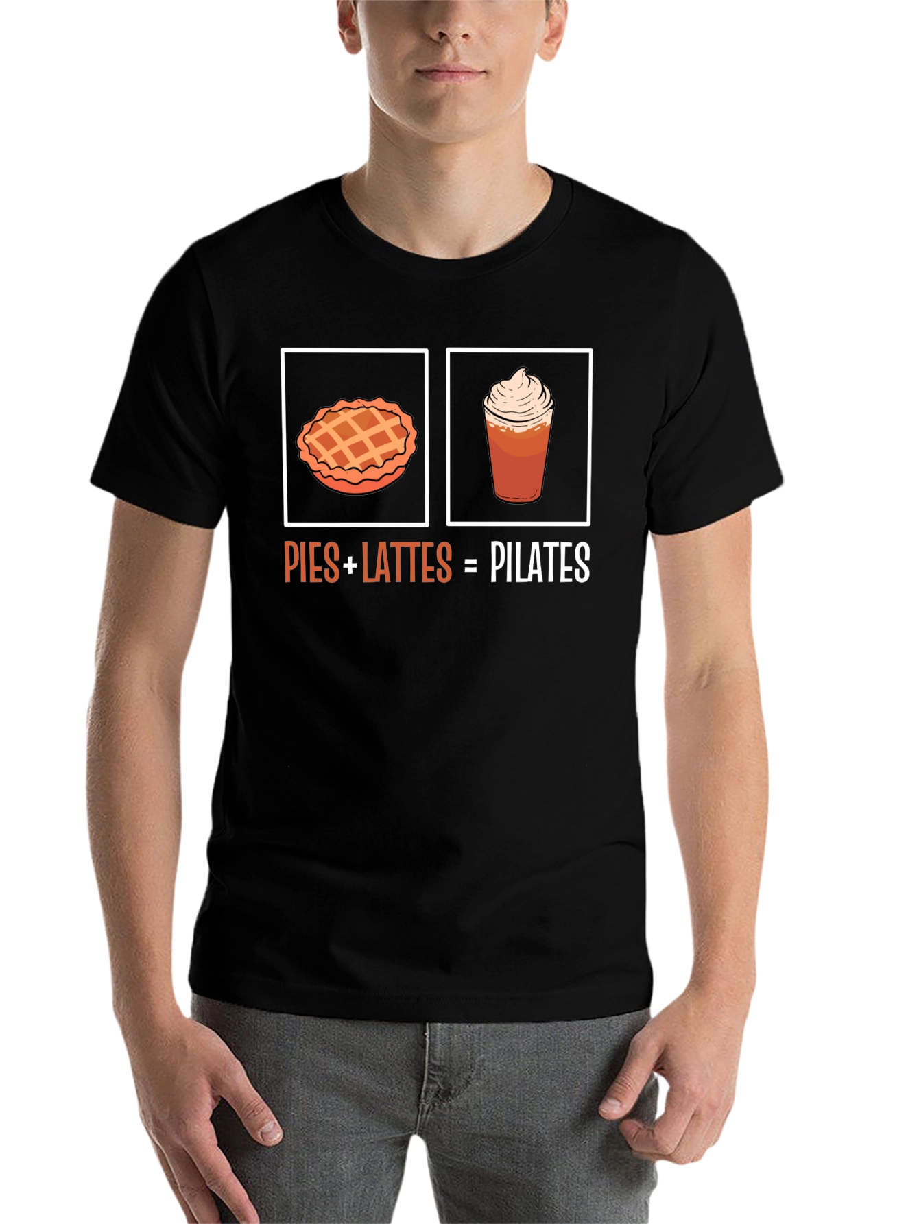 Black Pies + Lattes = Pilates T-Shirt view 7