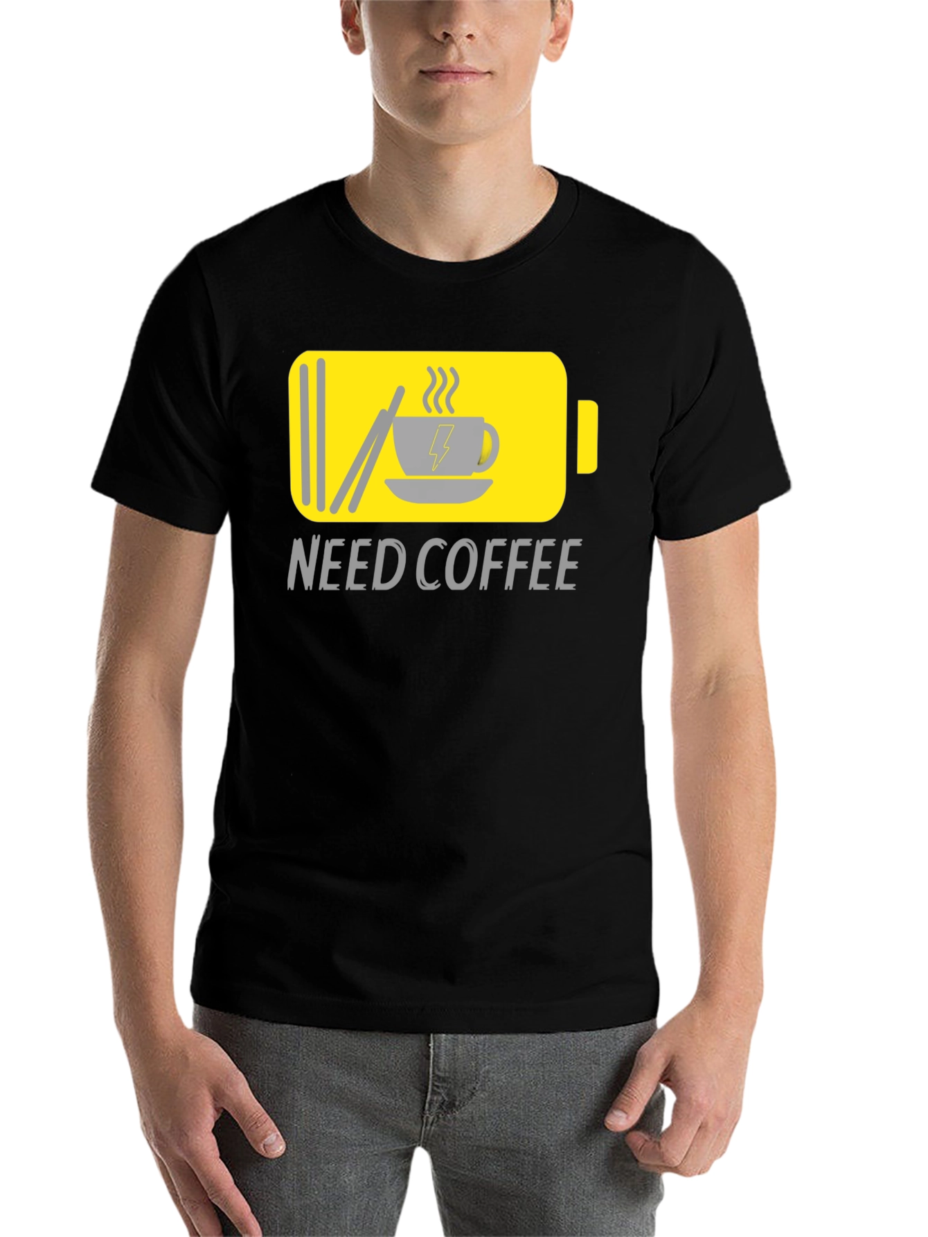Black Need Coffee Graphic Tee - Low Battery Mode view 7