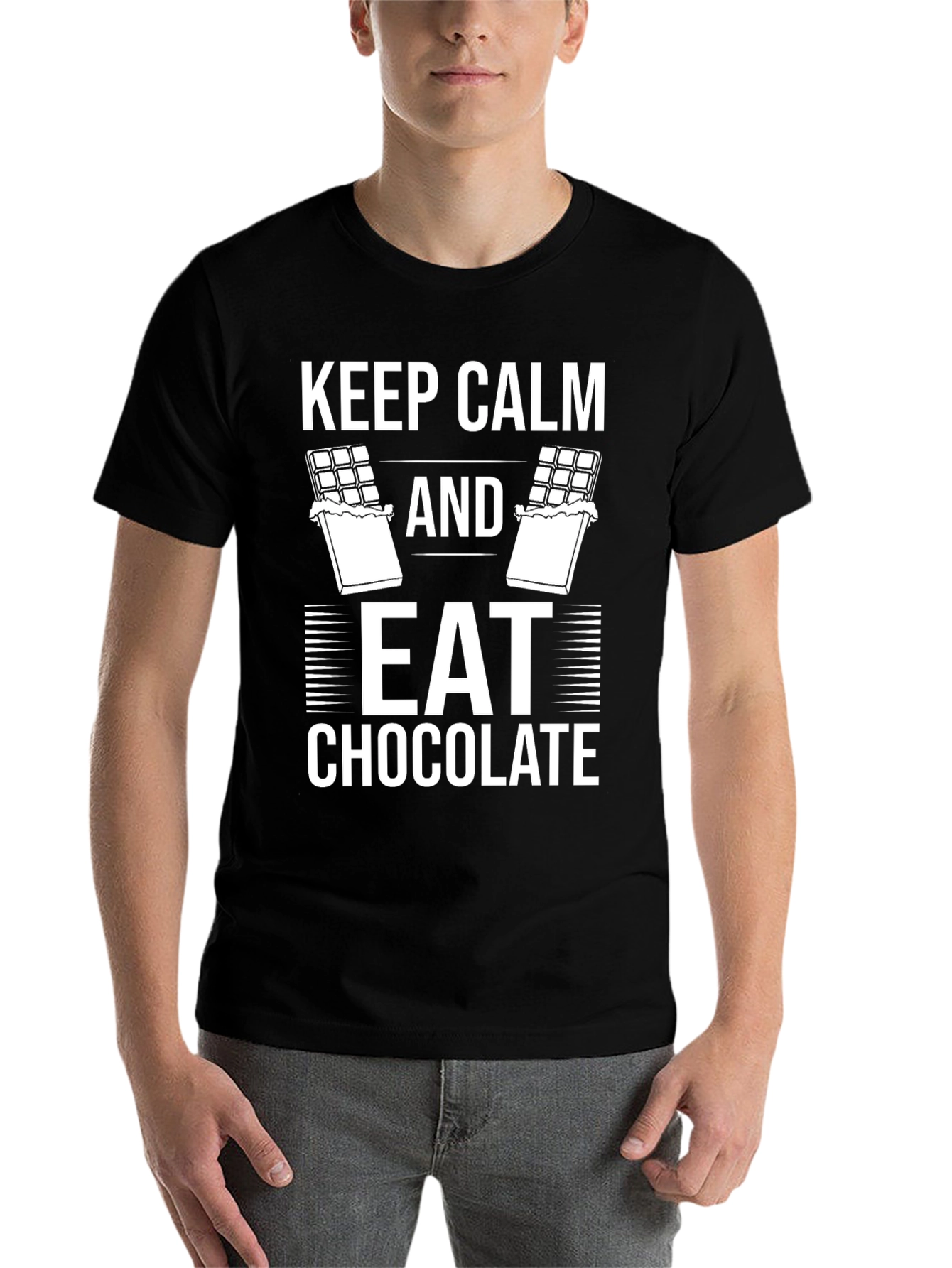 Black Keep Calm & Eat Chocolate Graphic Tee view 7