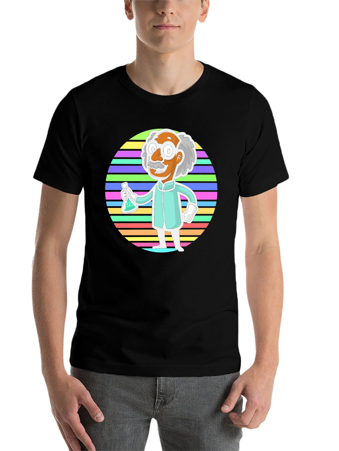 Black Cartoon Scientist T-Shirt - Retro Science Tee view 7