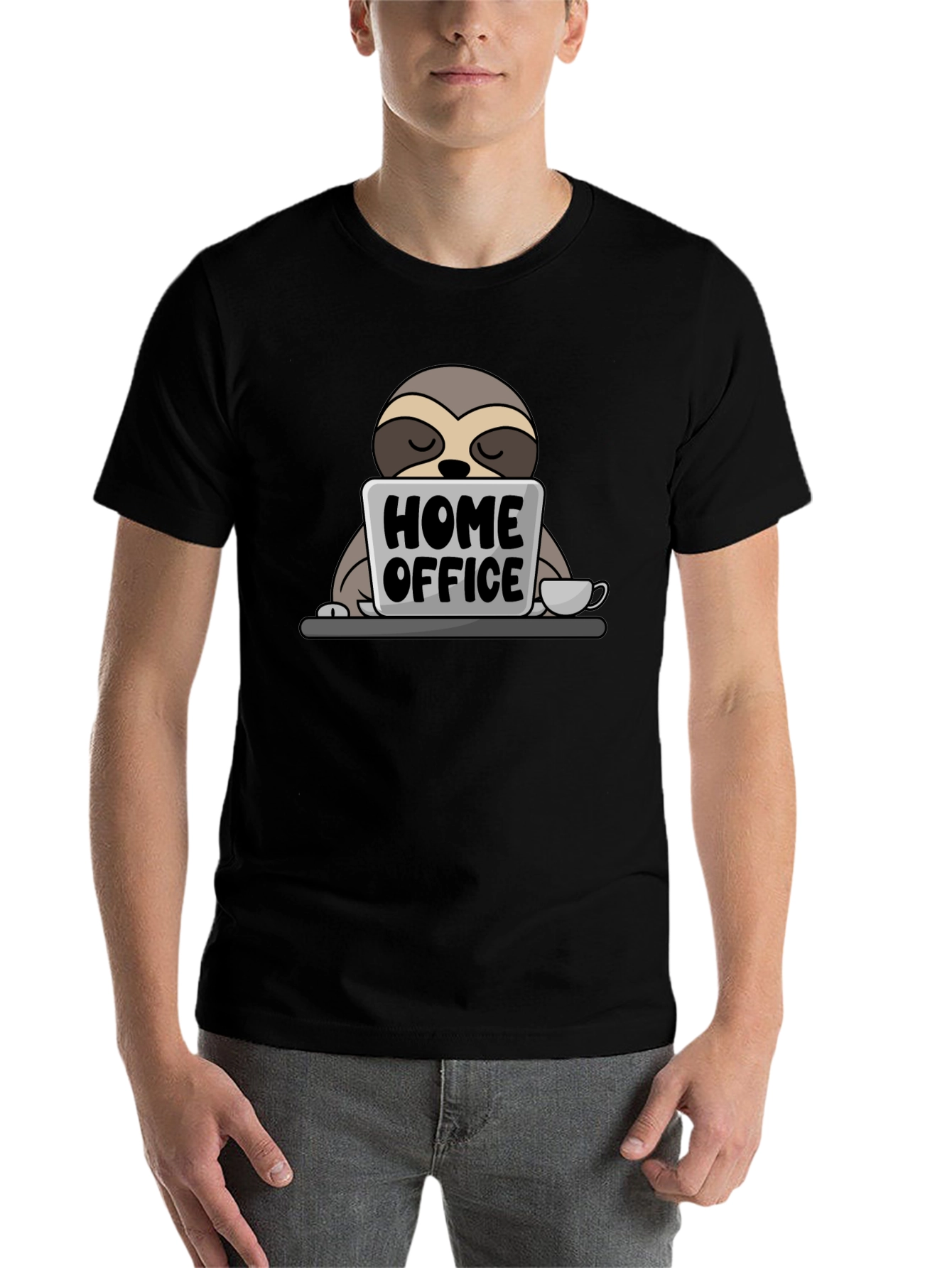 Black Home Office Sloth T-Shirt - Cute Work From Home Tee view 7