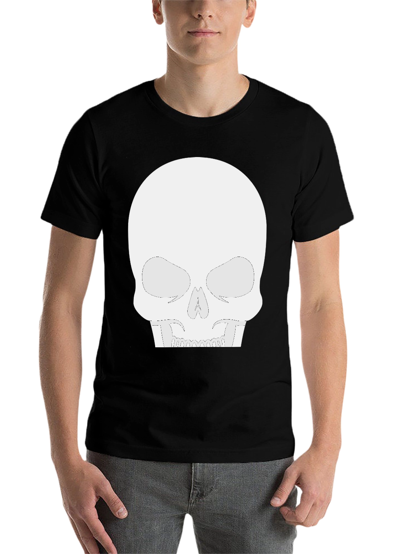 Black Skull Graphic Tee - Black Crew Neck T-Shirt view 7