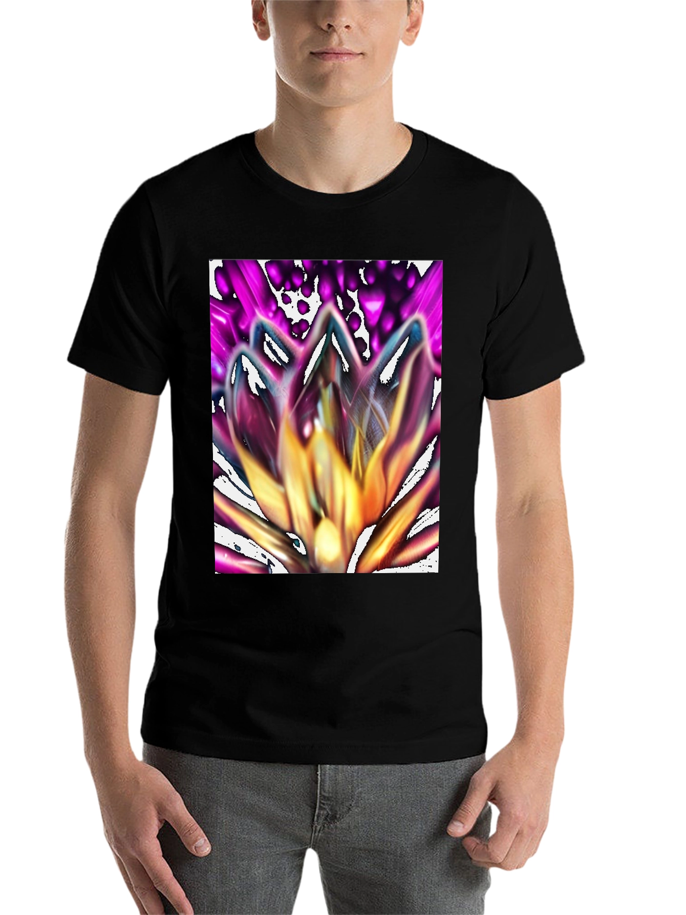 Black Abstract Flower Graphic Tee - Stylish Unisex T-Shirt view 7