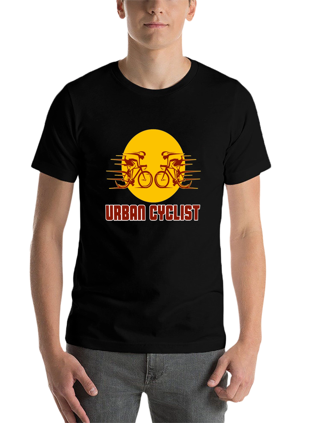 Black Urban Cyclist Graphic T-Shirt - Black Cotton Tee view 7