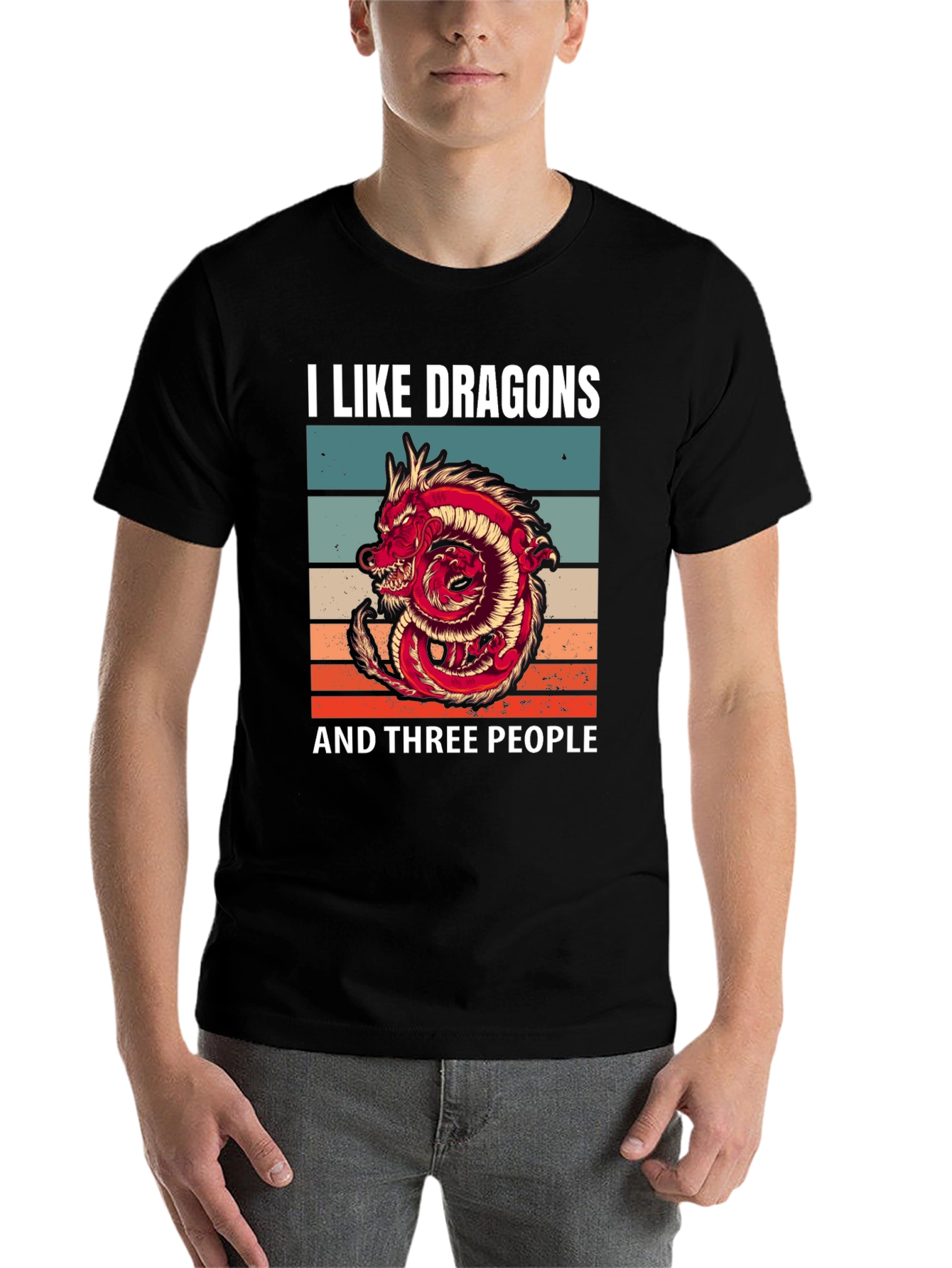 Black I Like Dragons and Three People Graphic T-Shirt view 7