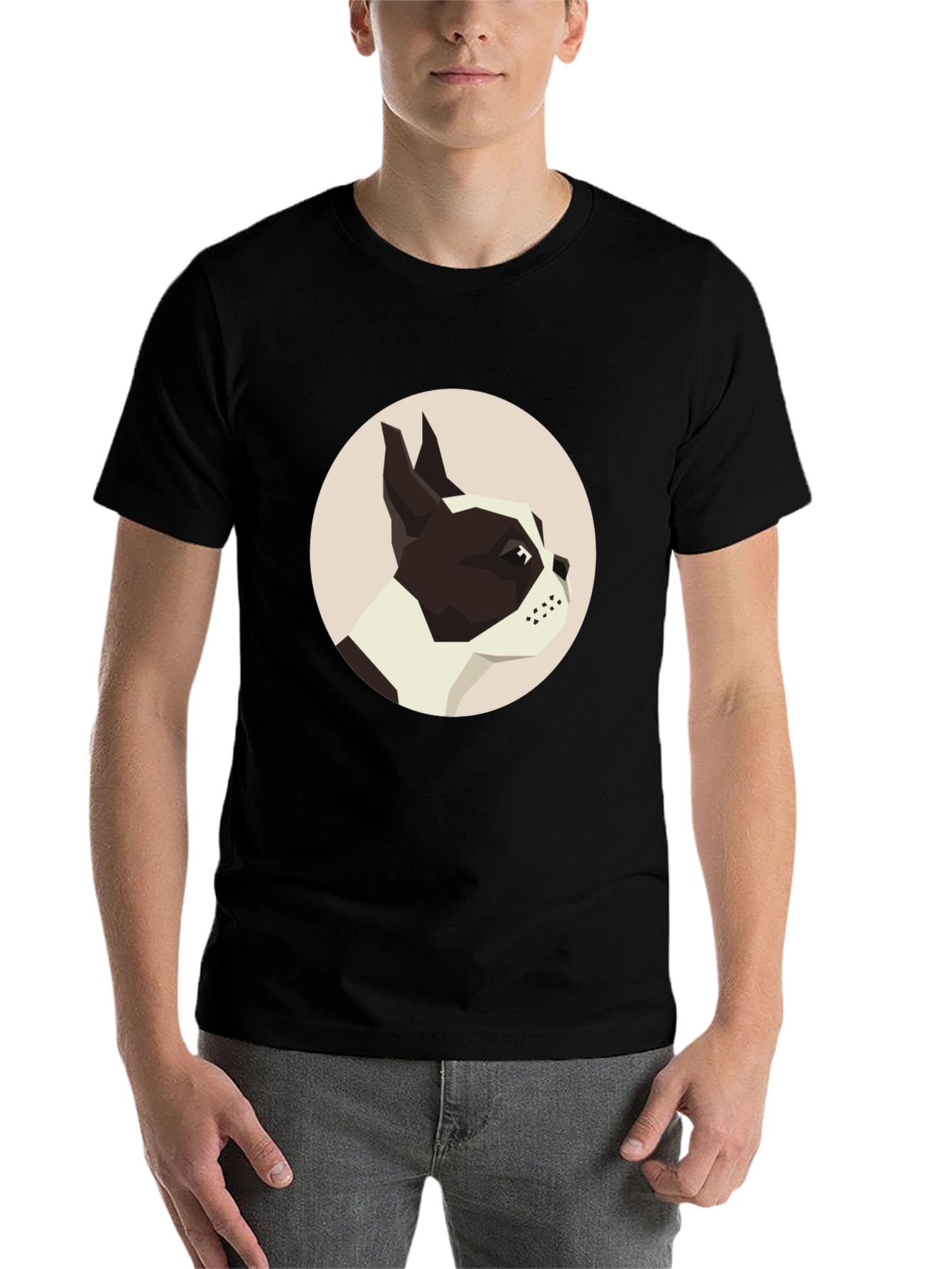 Black Geometric Dog Graphic Tee - Modern Canine Design view 7