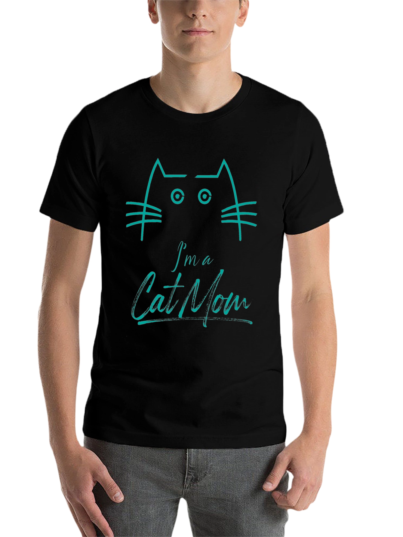 Black I'm a Cat Mom Graphic Tee - Unisex Black T-Shirt view 7