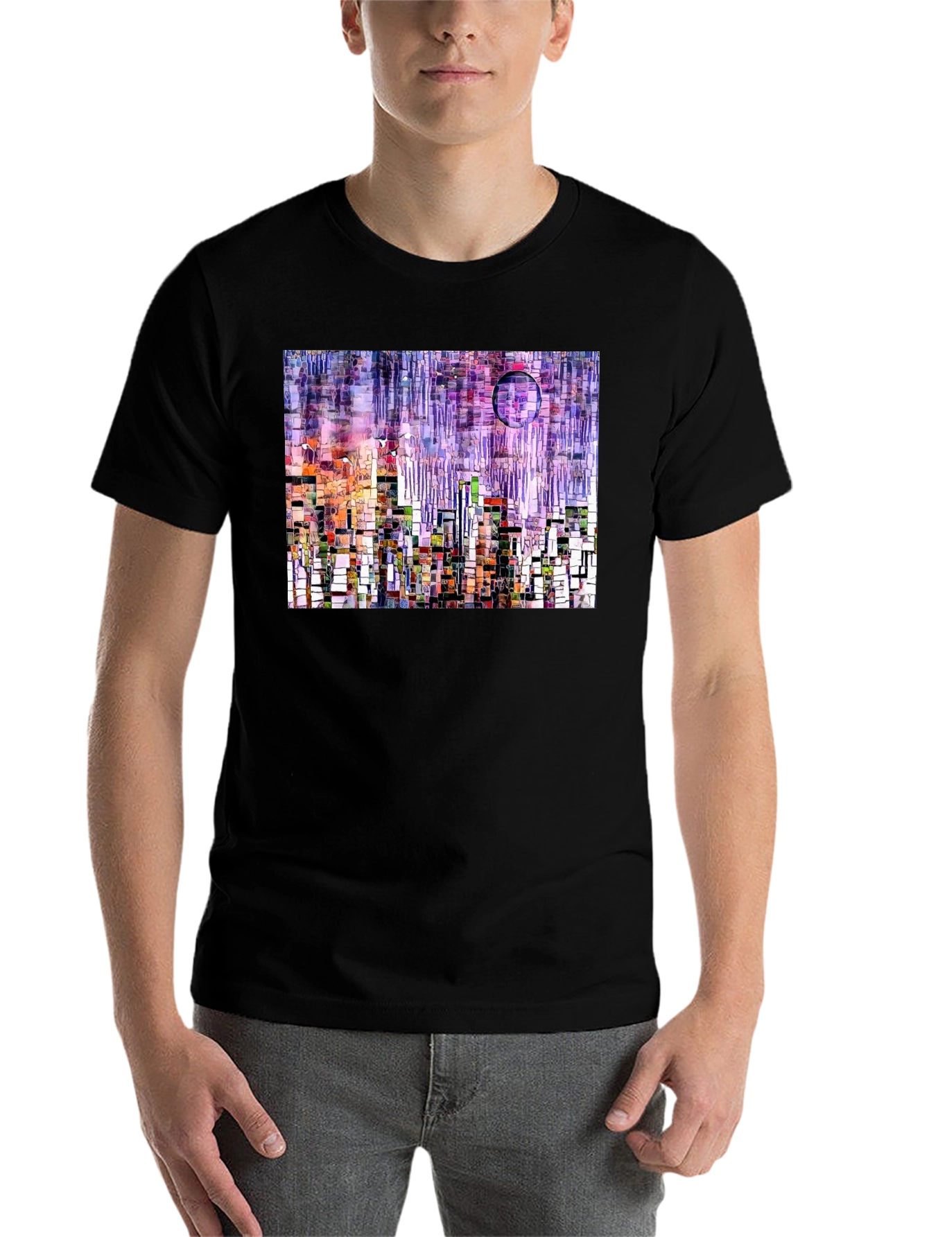 Black Abstract Cityscape Graphic T-Shirt view 7
