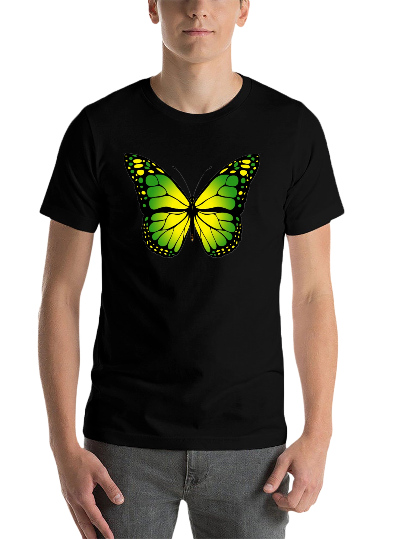 Black Butterfly Graphic Tee - Black Cotton T-Shirt view 7