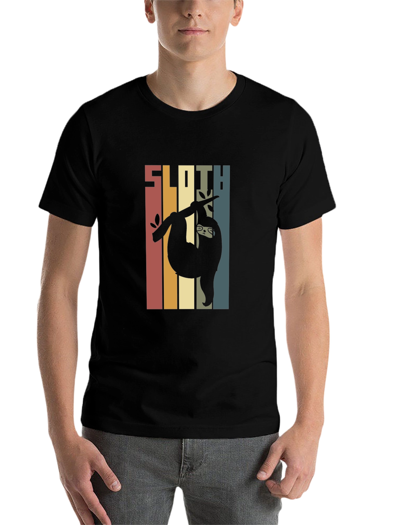 Black Vintage Sloth Graphic T-Shirt - Retro Style view 7