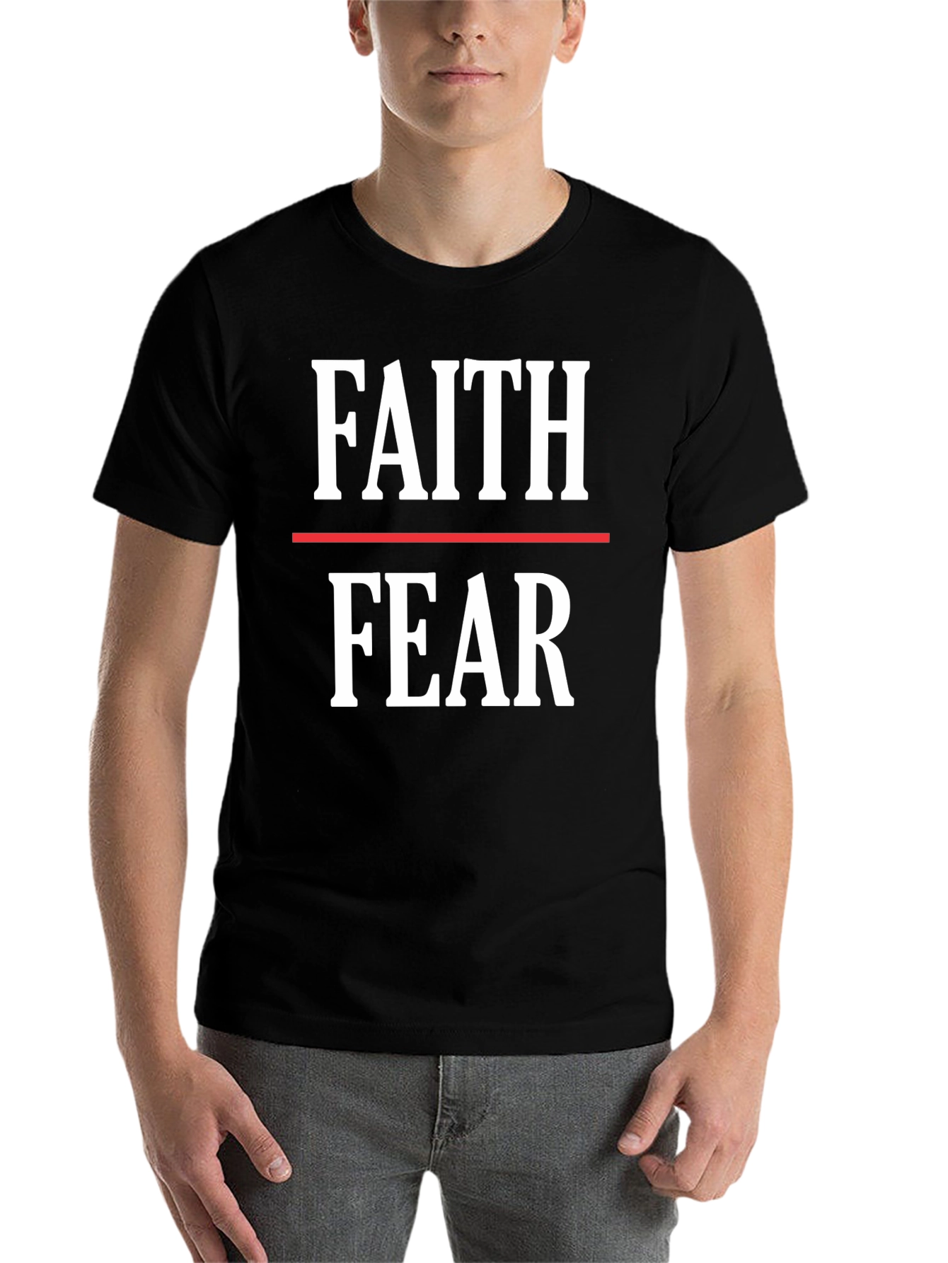 Black Faith Over Fear Graphic Tee - Motivational Shirt view 7