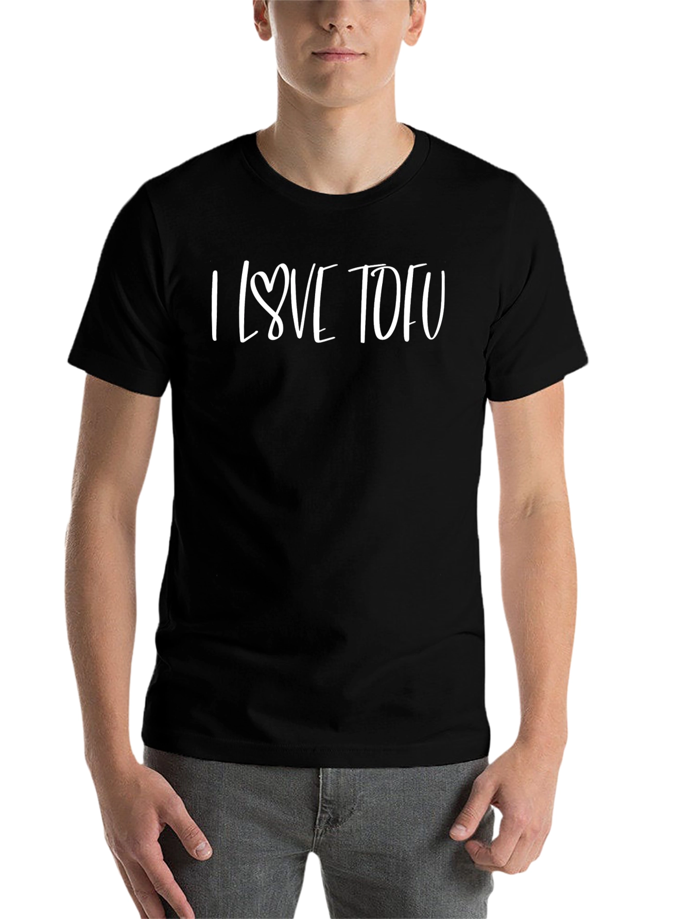 Black I Love Tofu Black Graphic Tee - Vegan Statement Shirt view 7