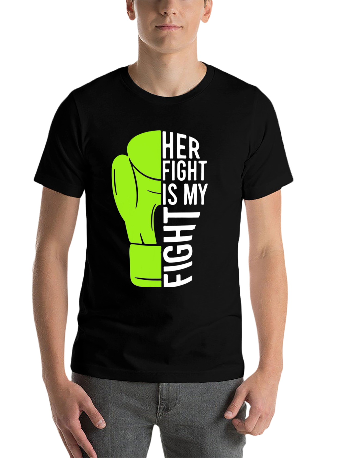 Black Her Fight is My Fight T-Shirt Boxing Glove view 7