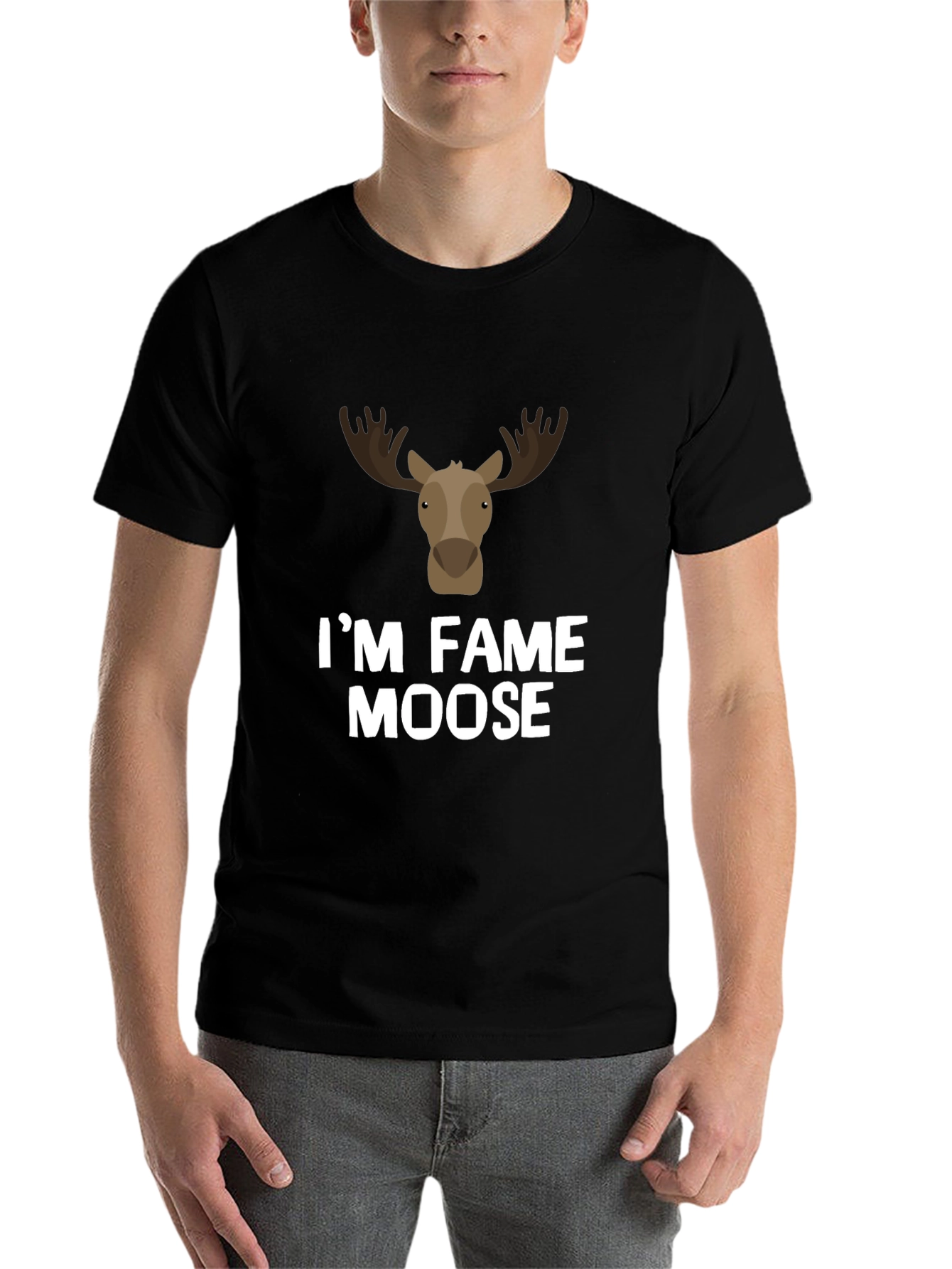 Black I'm Fame Moose Graphic T-Shirt view 7