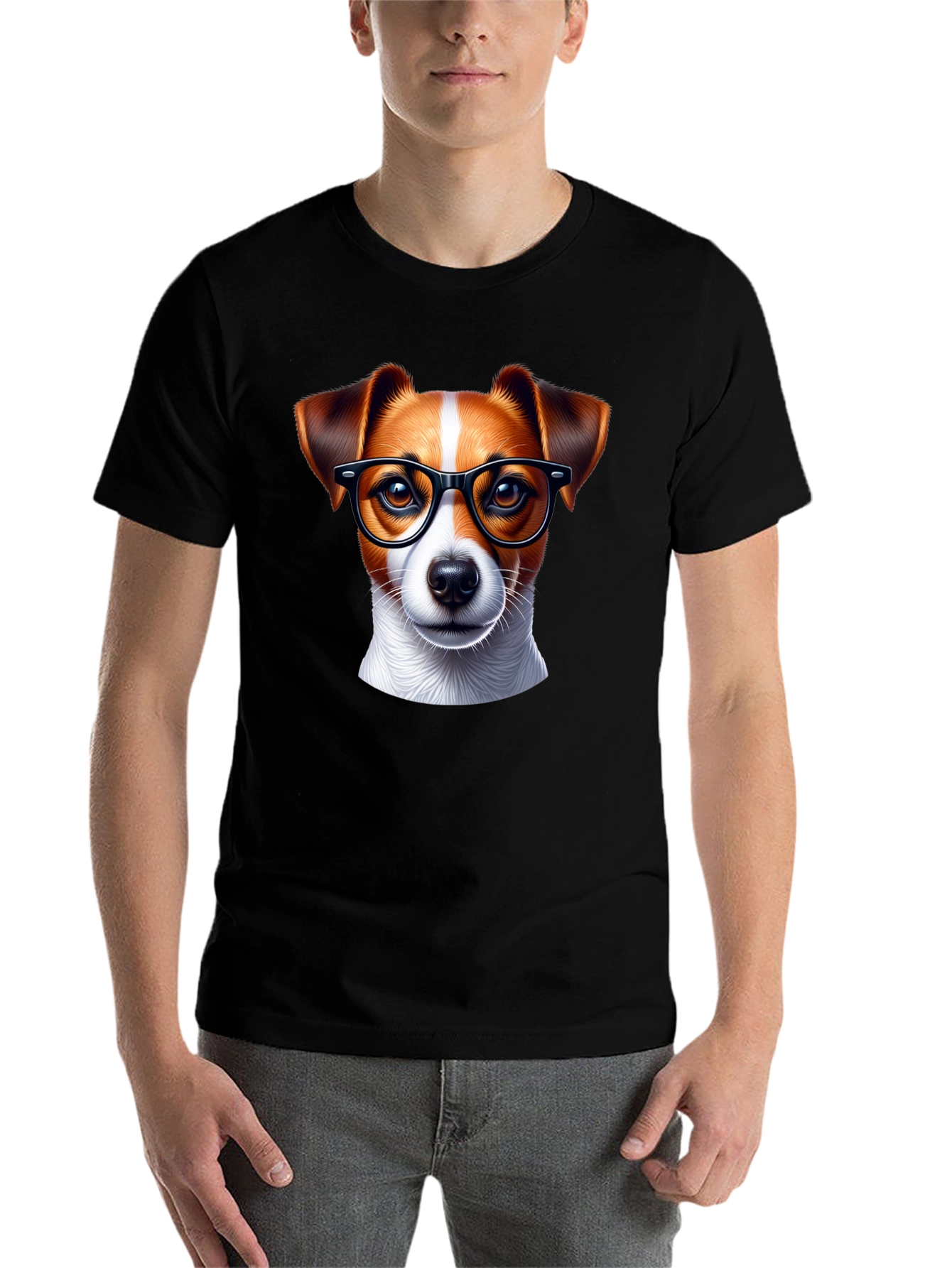 Black Dog with Glasses T-Shirt - Black view 7