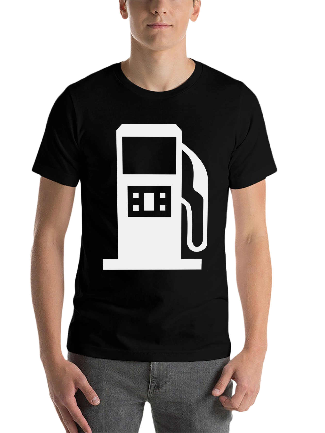 Black Gas Pump Graphic Tee - Black Cotton T-Shirt view 7