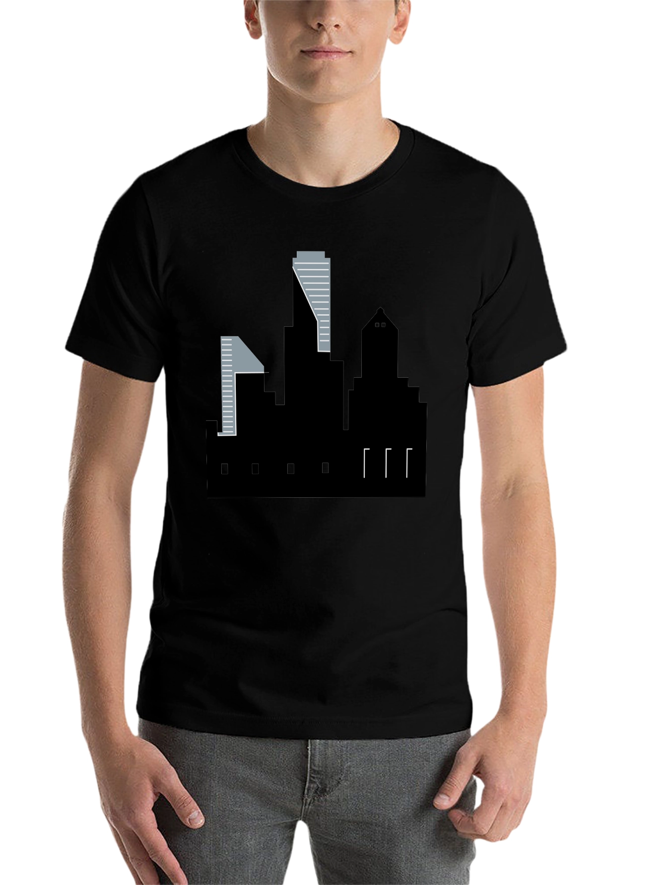 Black Urban Skyline Graphic Tee - Modern Cityscape T-Shirt view 7