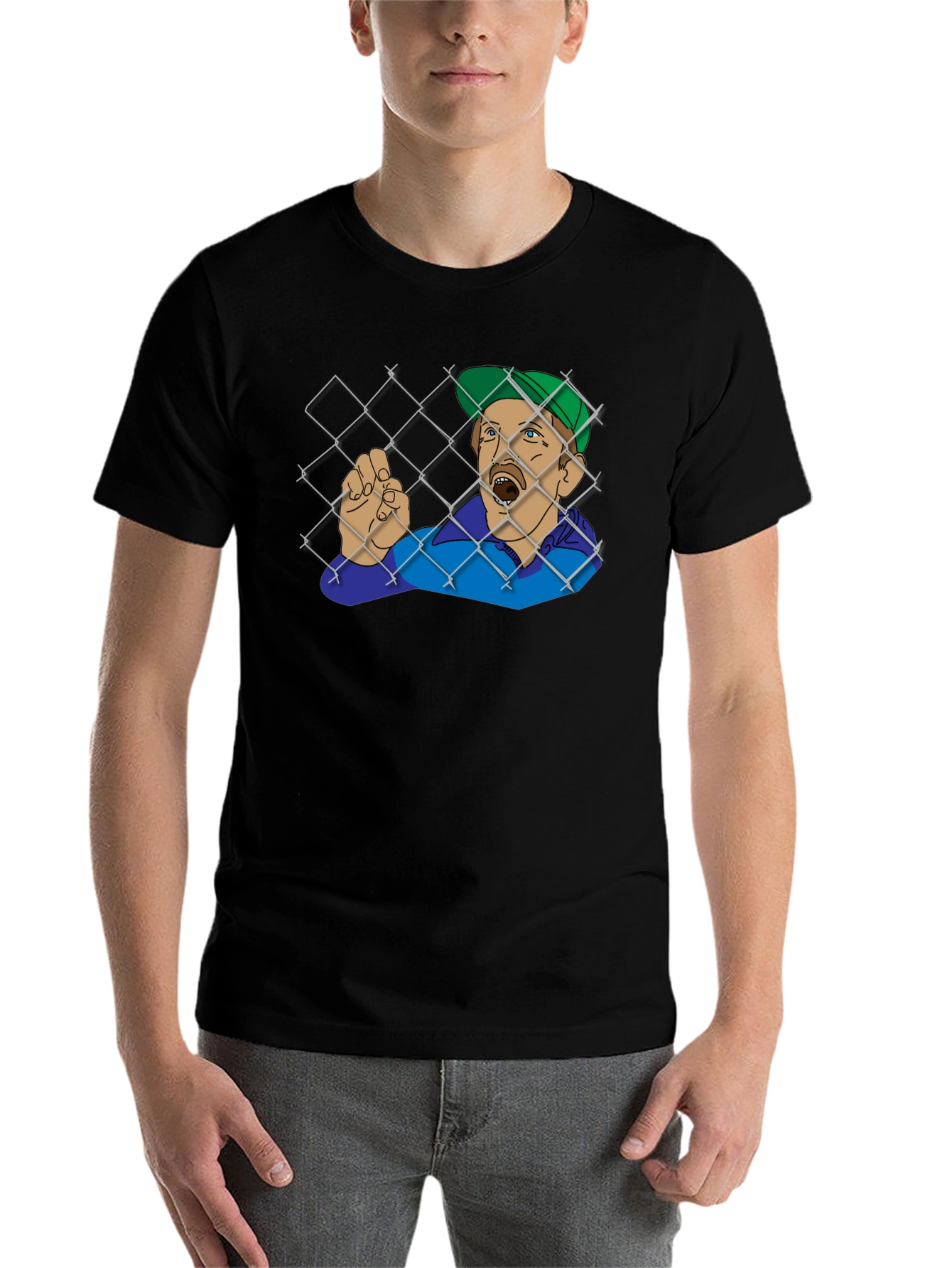Black Funny Trapped Man Graphic Tee - Black T-Shirt view 7