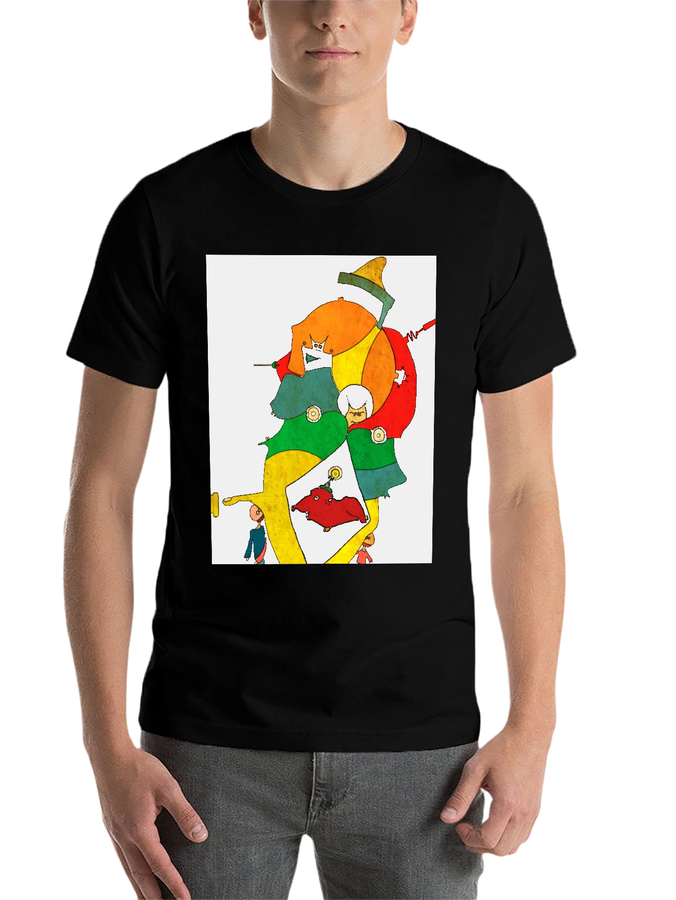 Black Abstract Art Graphic Tee - Unique Design view 7