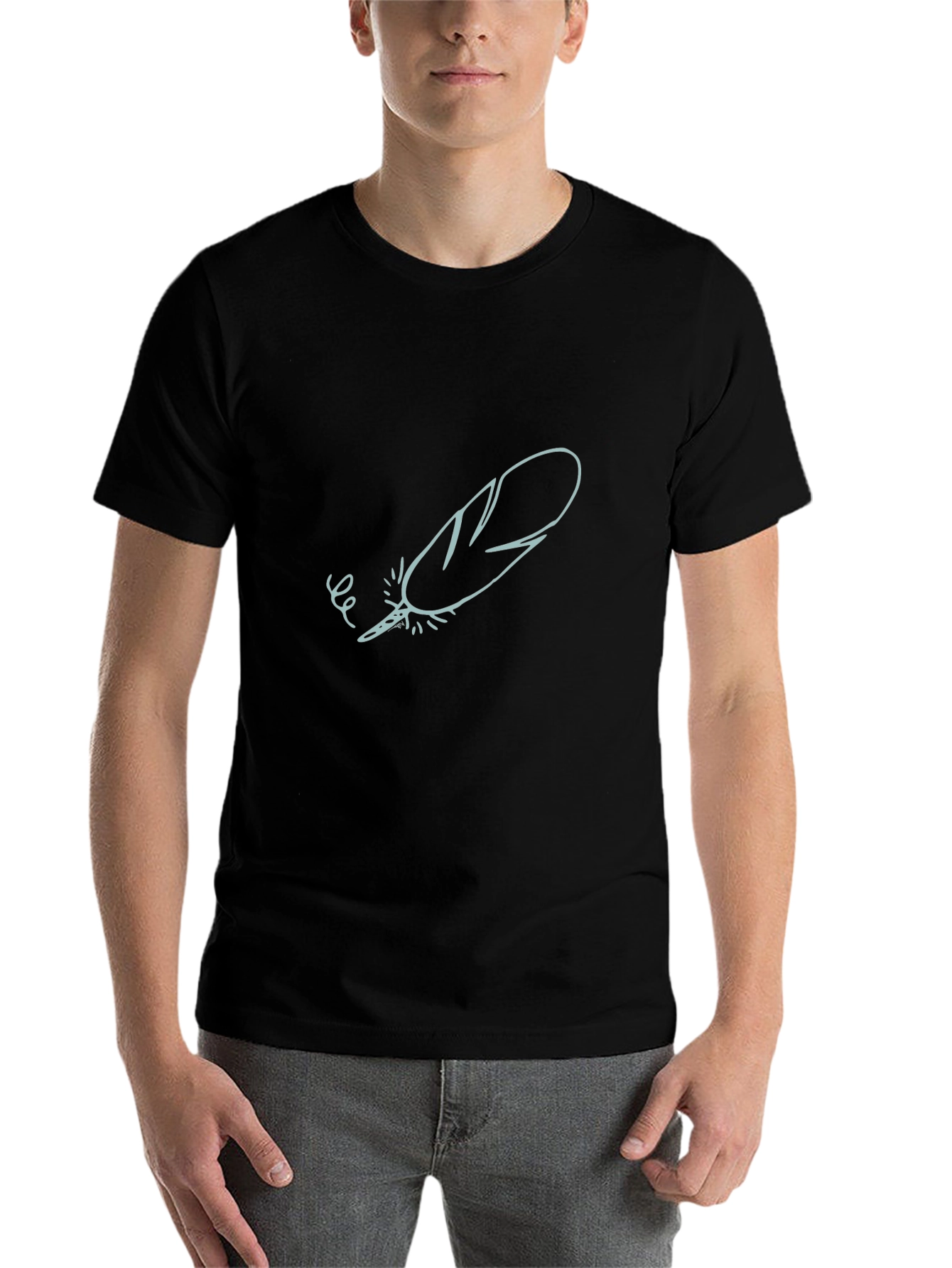 Black Feather Graphic T-Shirt - Soft Black Cotton Tee view 7