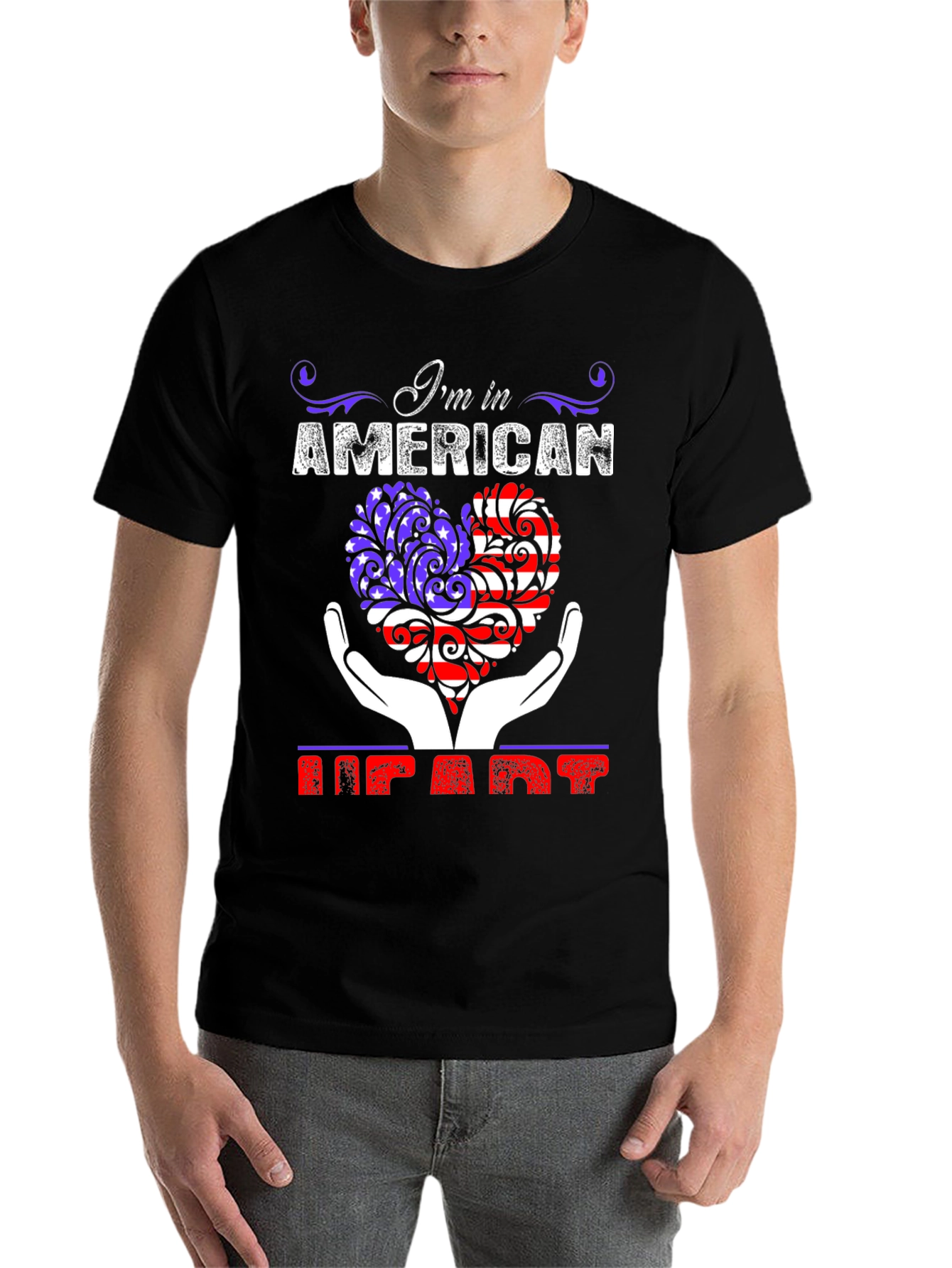 Black American Heart Graphic T-Shirt Patriot Tee view 7
