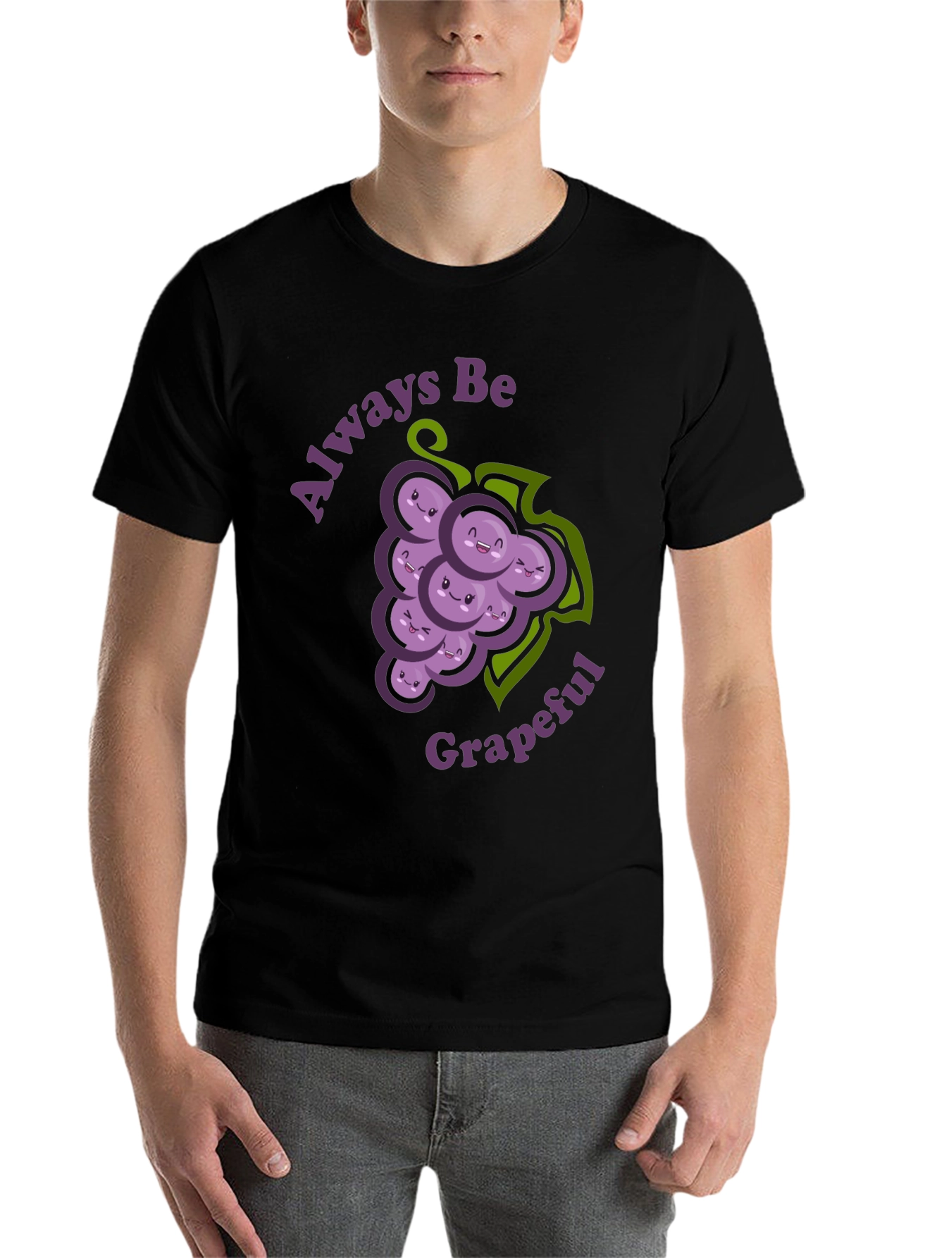 Black Always Be Grapeful Funny Graphic T-Shirt view 7