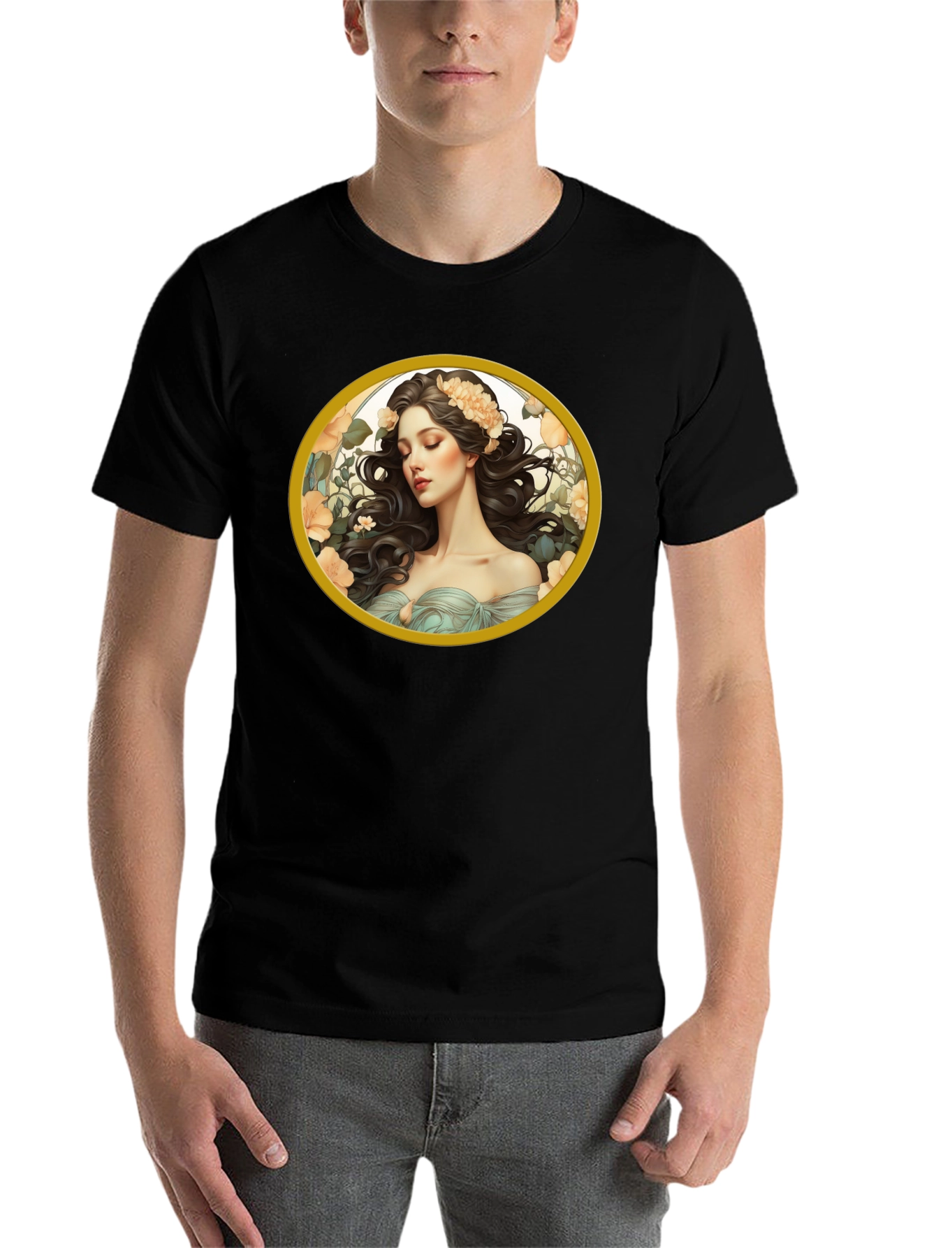 Black Floral Maiden Graphic Black T-Shirt view 7