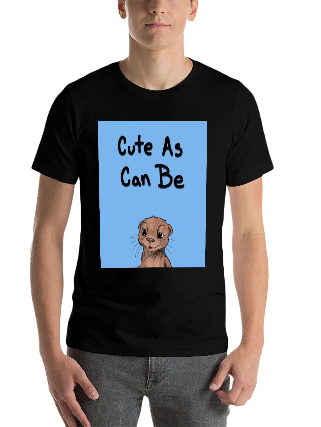 Black Cute As Can Be Otter Graphic Tee - Black Cotton Blend view 7