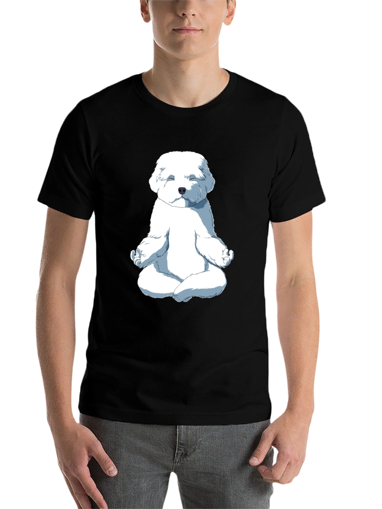 Black Meditating Dog Graphic T-Shirt view 7