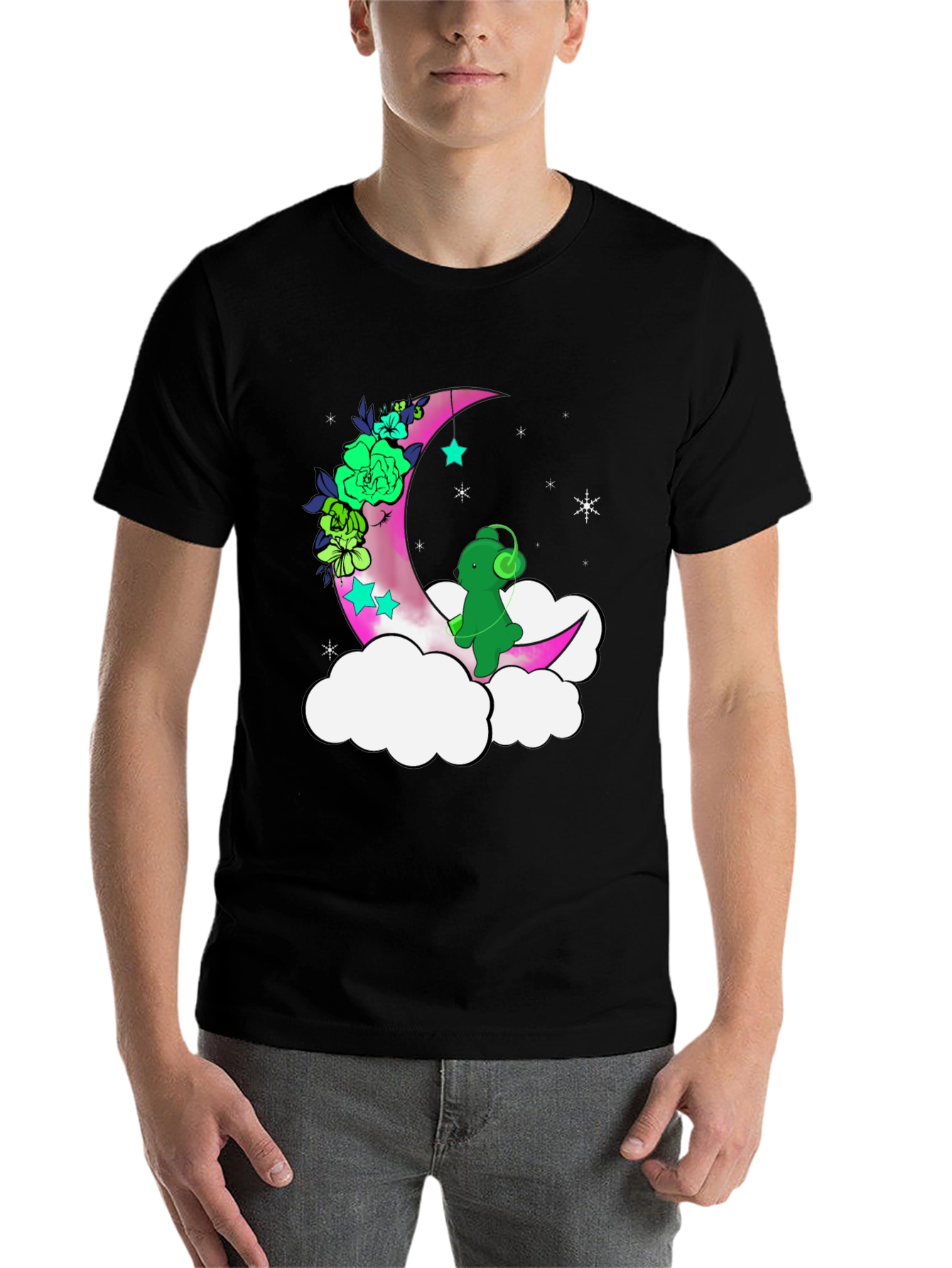 Black Moon & Bear T-Shirt - Relaxed Fit, Graphic Tee view 7