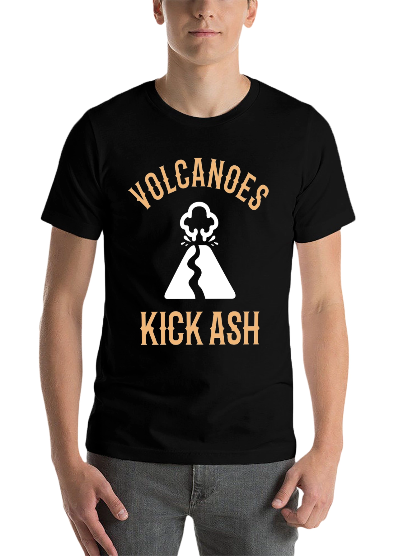 Black Volcanoes Kick Ash Graphic Tee - Black view 7