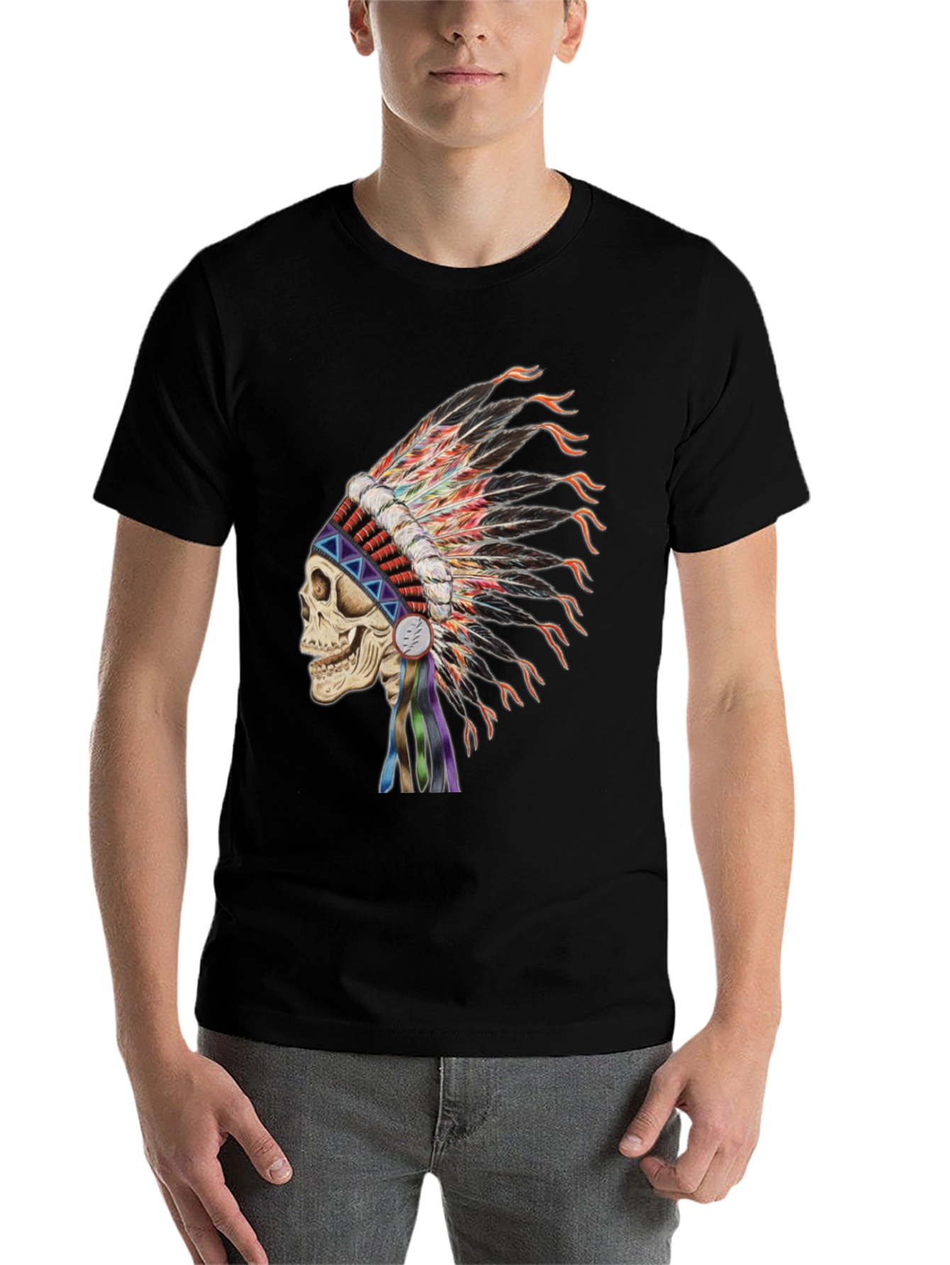 Black Skull Headdress Graphic T-Shirt view 7