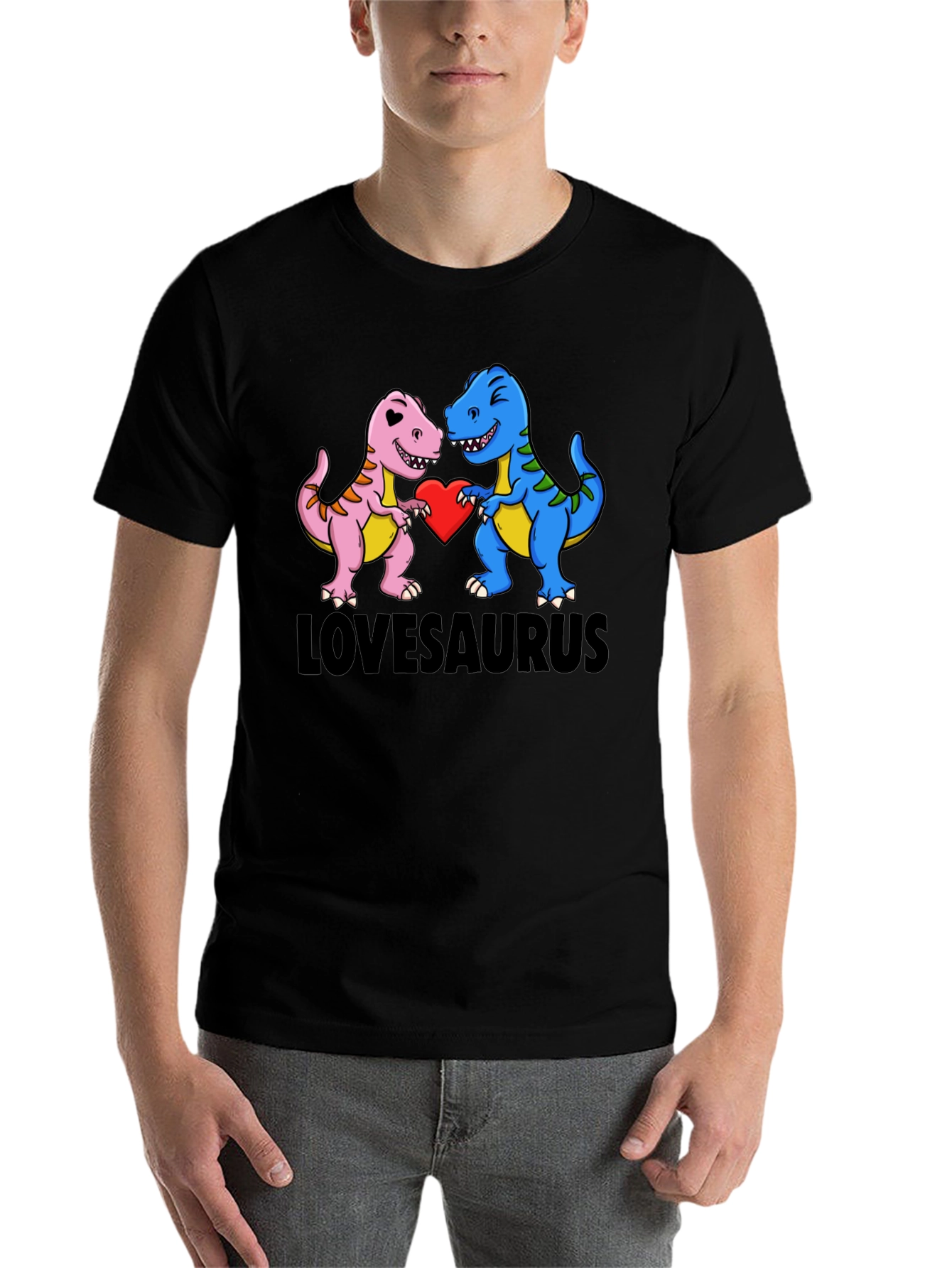 Black Lovesaurus Dinosaur T-Shirt - Perfect for Valentine's! view 7