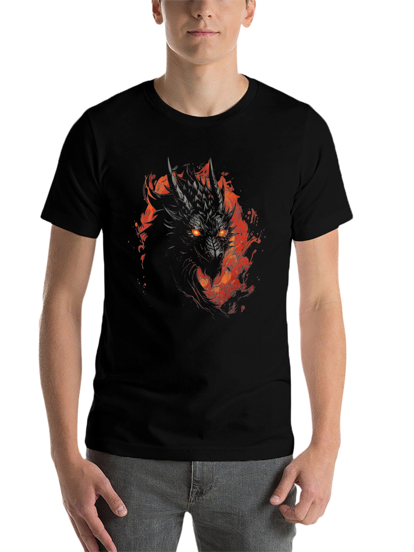 Black Dragon Fire T-Shirt - Black Graphic Tee view 7