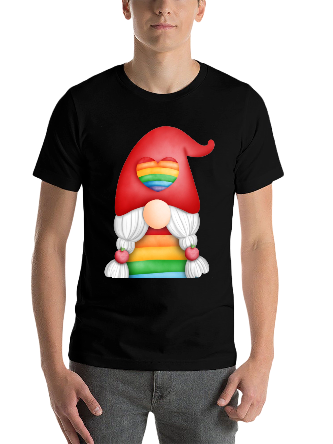 Black Rainbow Gnome T-Shirt view 7