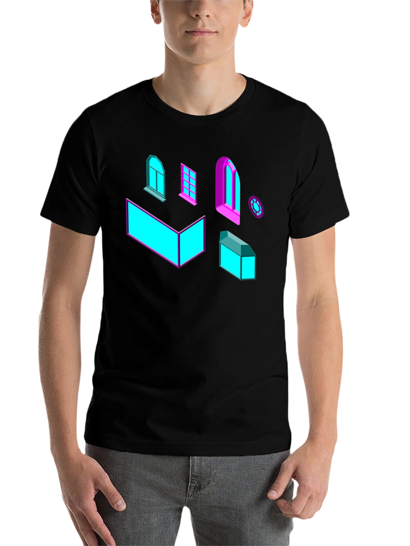 Black Geometric Windows Graphic Tee - Black view 7