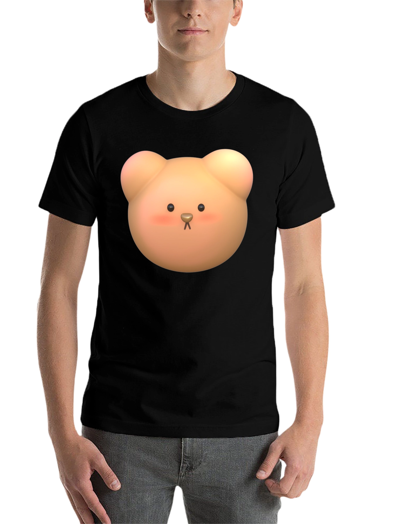 Black Cute Bear Graphic Tee - Soft Cotton Comfort view 7