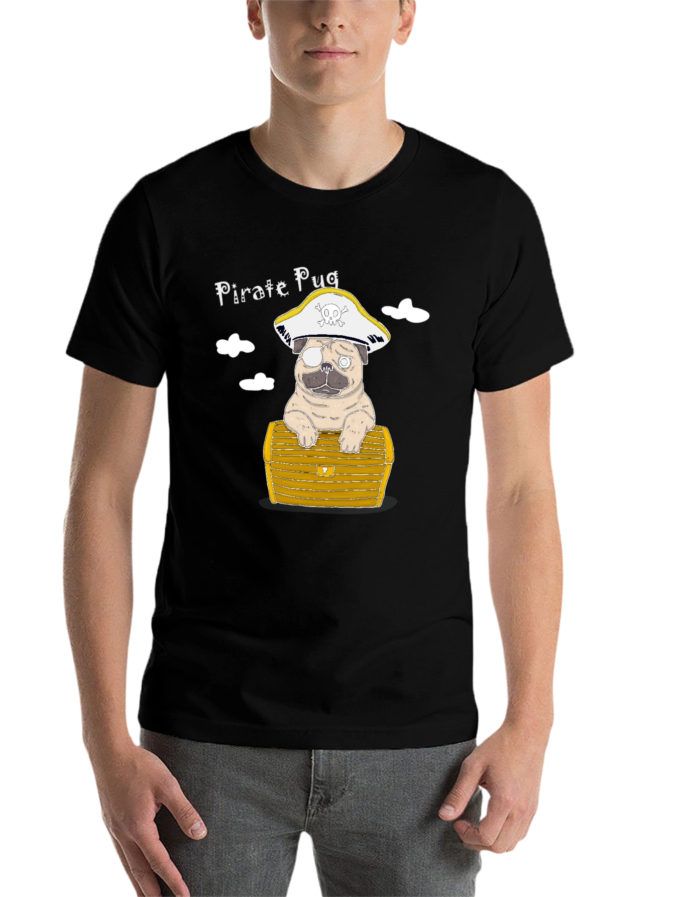 Black Pirate Pug T-Shirt - Cute Dog Graphic Tee view 7