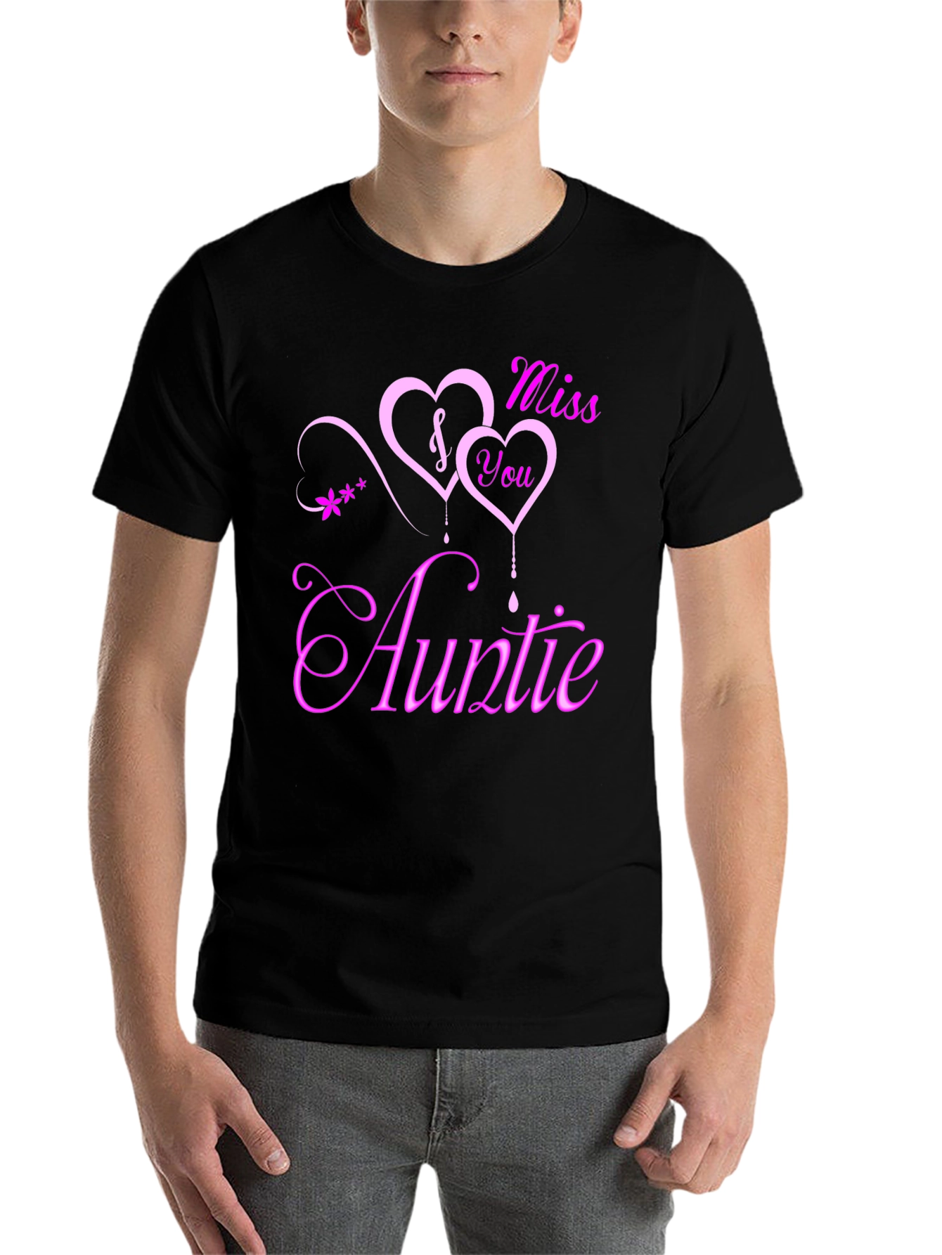 Black Miss You Auntie Black T-Shirt, Heart Design view 7