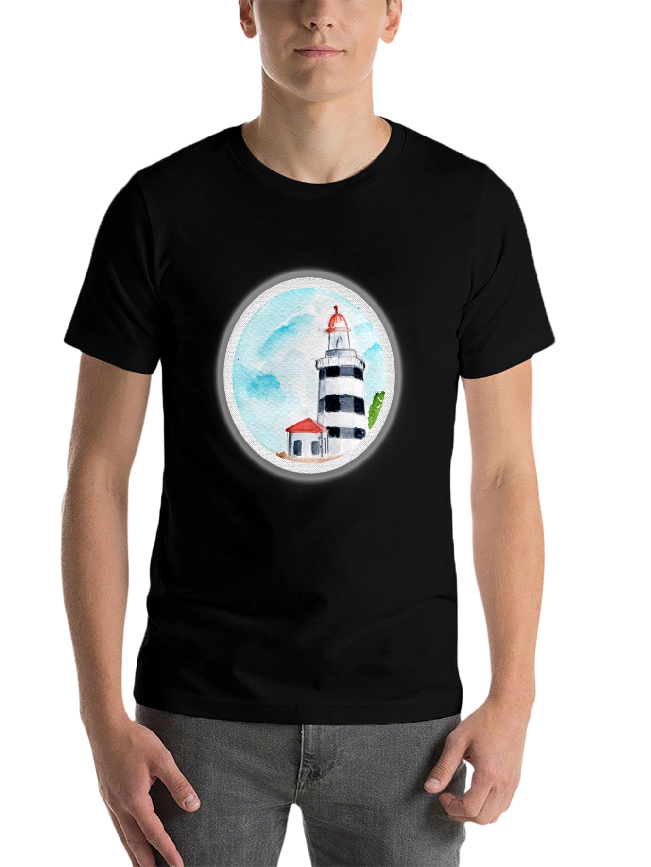 Black Lighthouse Graphic Print Tee - Classic Comfort view 7
