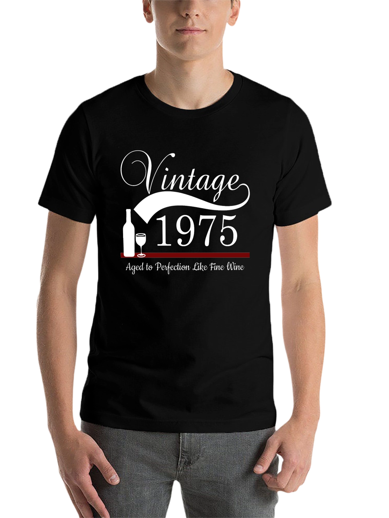 Black Vintage 1975 Aged To Perfection Black T-Shirt view 7