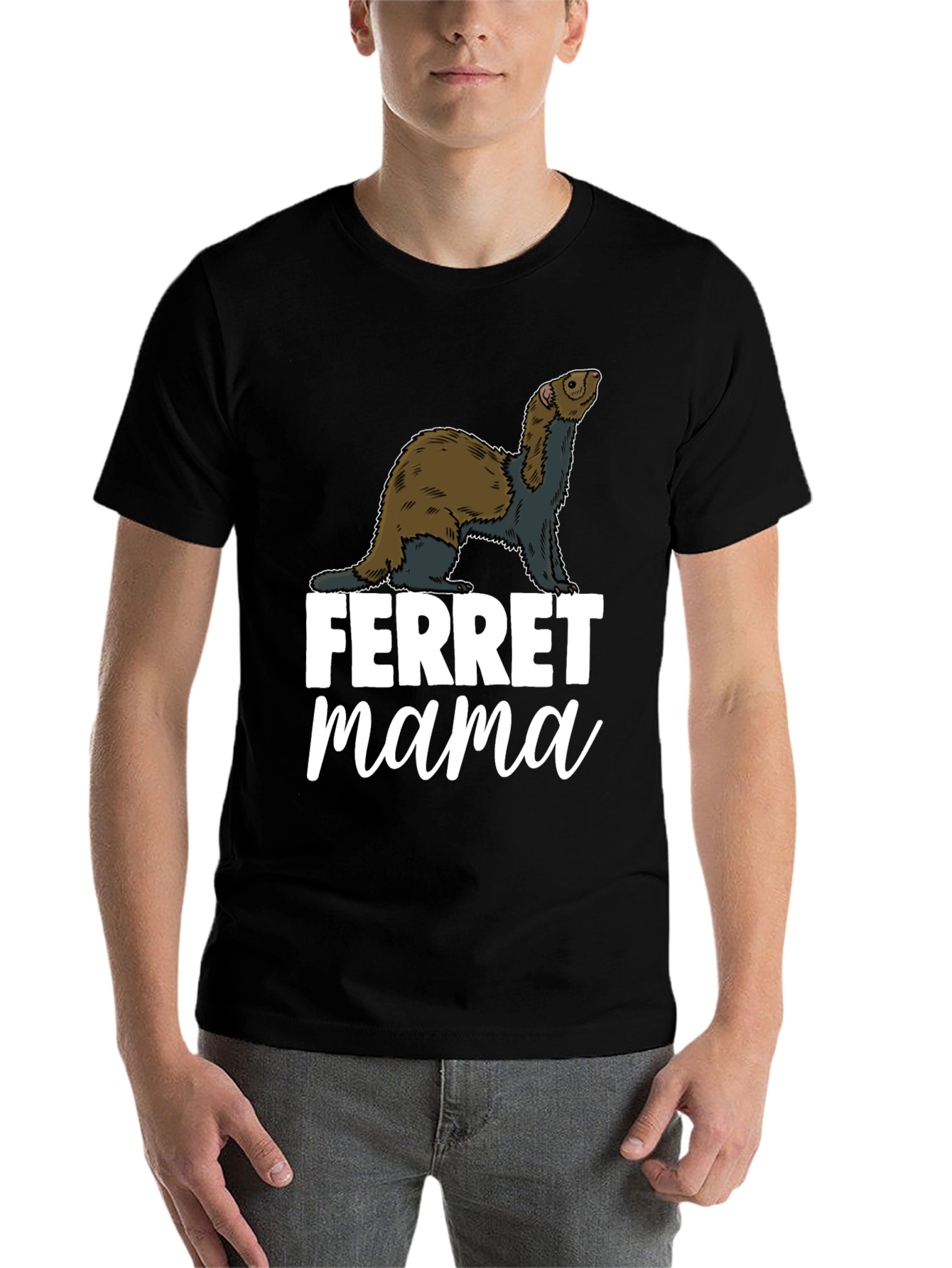 Black Ferret Mama Graphic T-Shirt - Black view 7