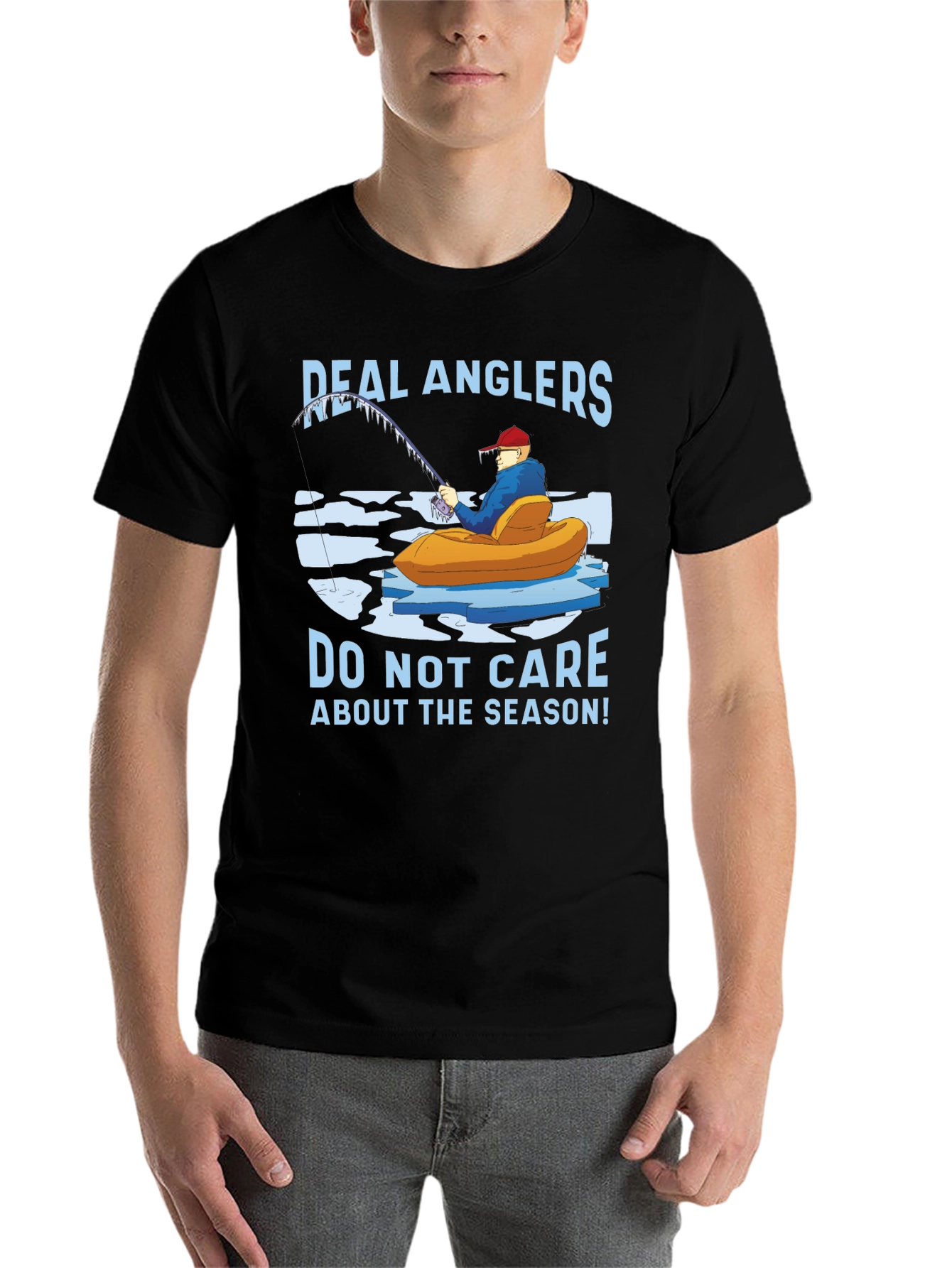 Black Real Anglers Winter Fishing T-Shirt view 7