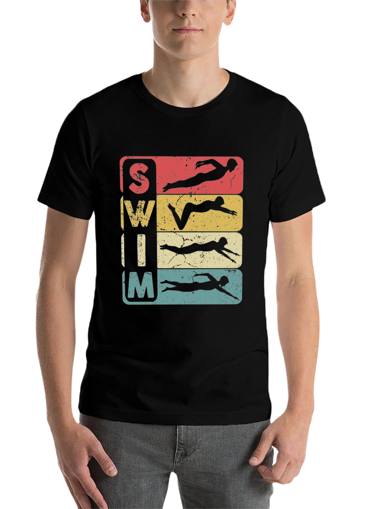 Black Vintage Swim Team T-Shirt view 7