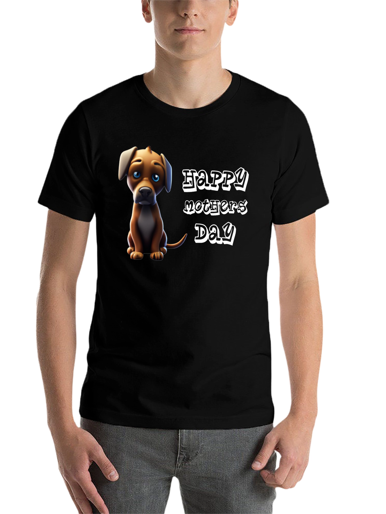 Black Happy Mother's Day Dog Graphic T-Shirt view 7