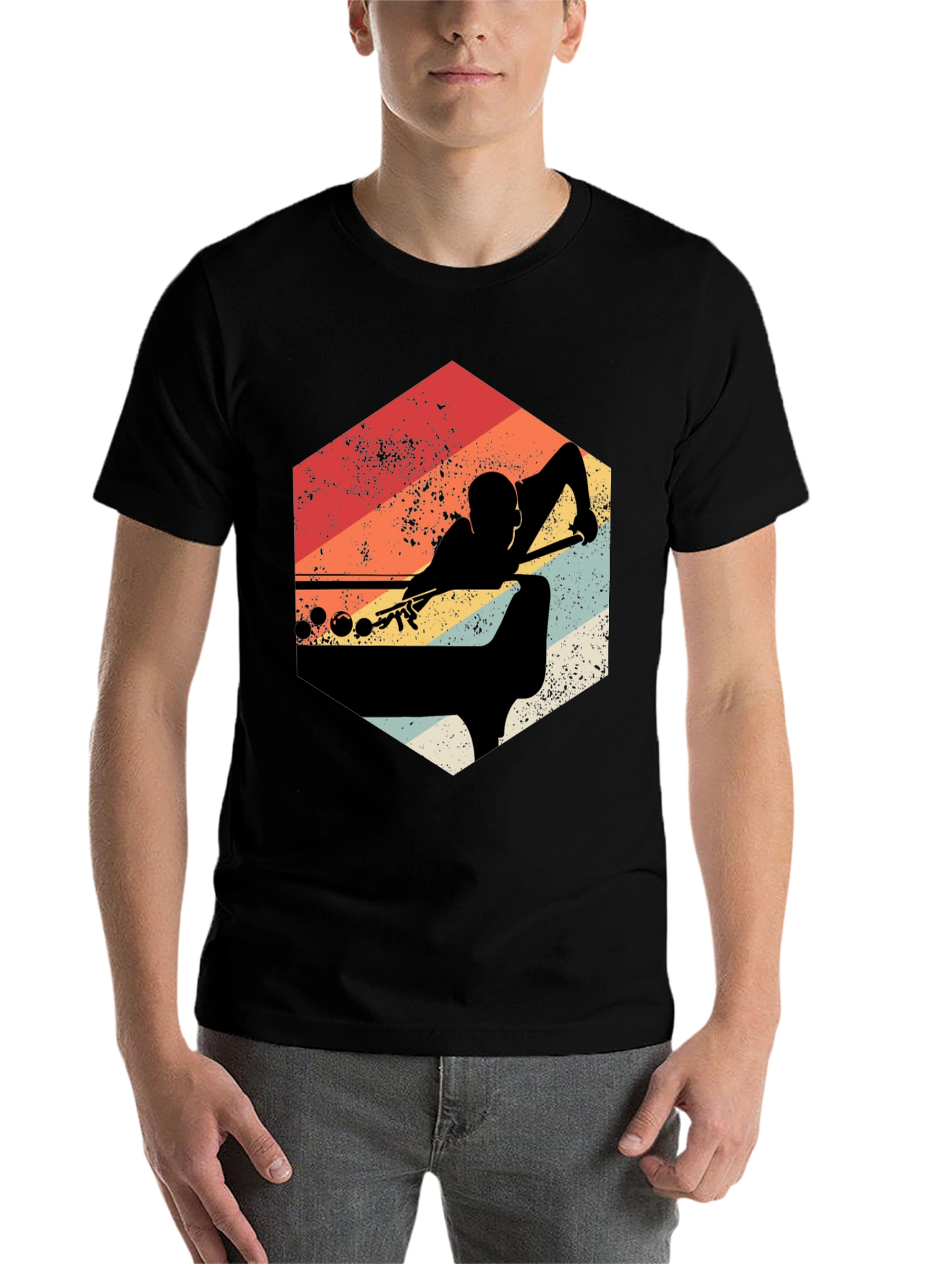 Black Vintage Billiards Player Graphic T-Shirt view 7