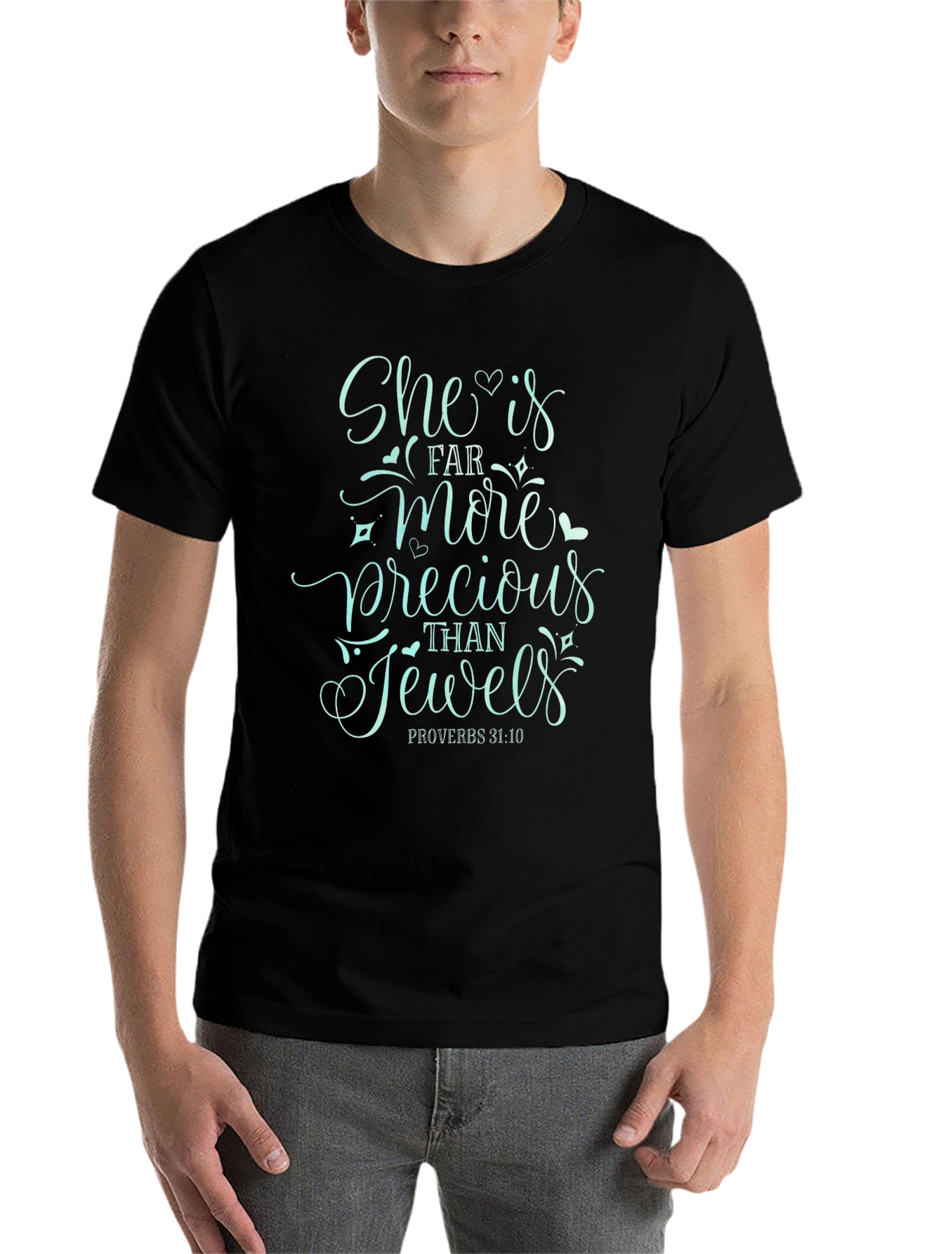 Black She is More Precious Than Jewels Tee view 7