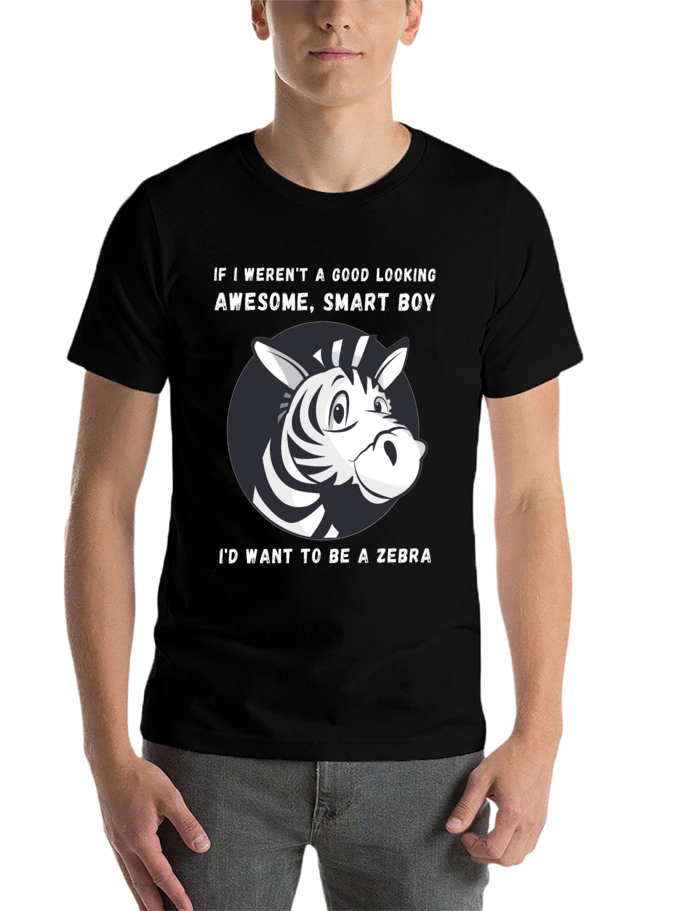Black Funny Zebra Graphic T-Shirt view 7